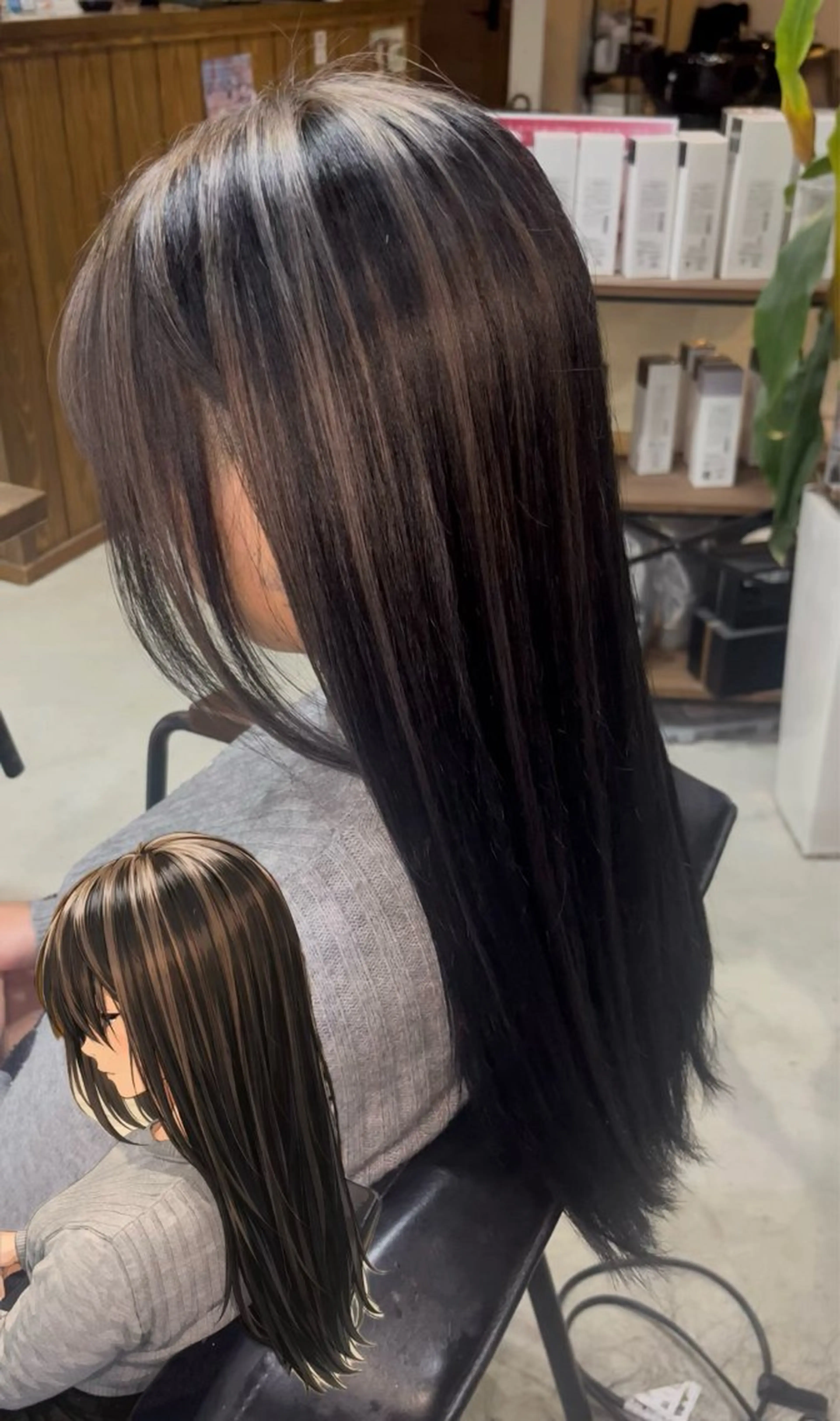 ロング カラー ハイライトカラー ハイライト カット ヘアカラー メンズパーマ& ハイトーン特化谷村のヘアスタイル