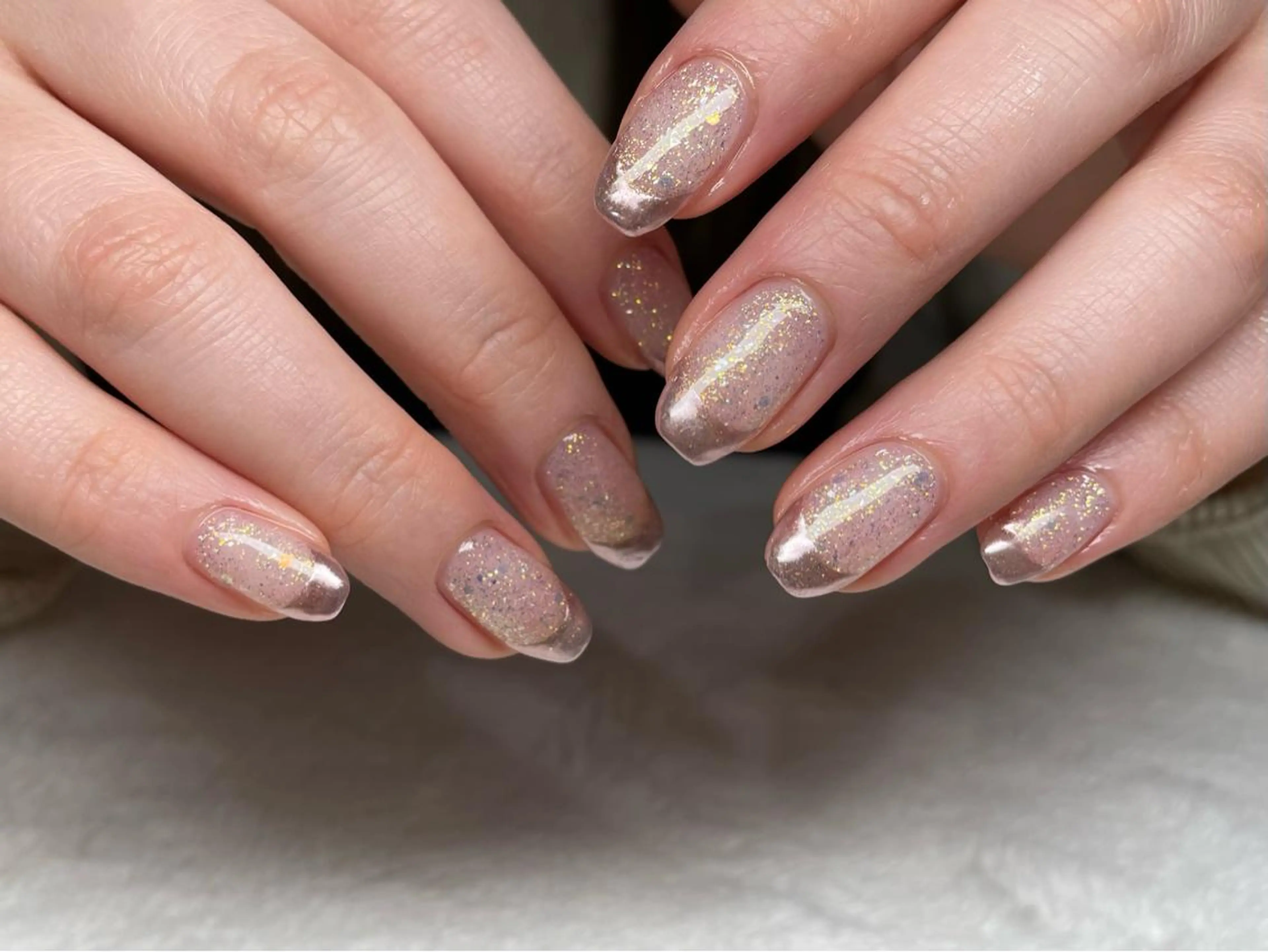 ネイル フレンチネイル ミラーネイル ピンク riri nail所属・riri-nail Rie Endoのネイルデザイン