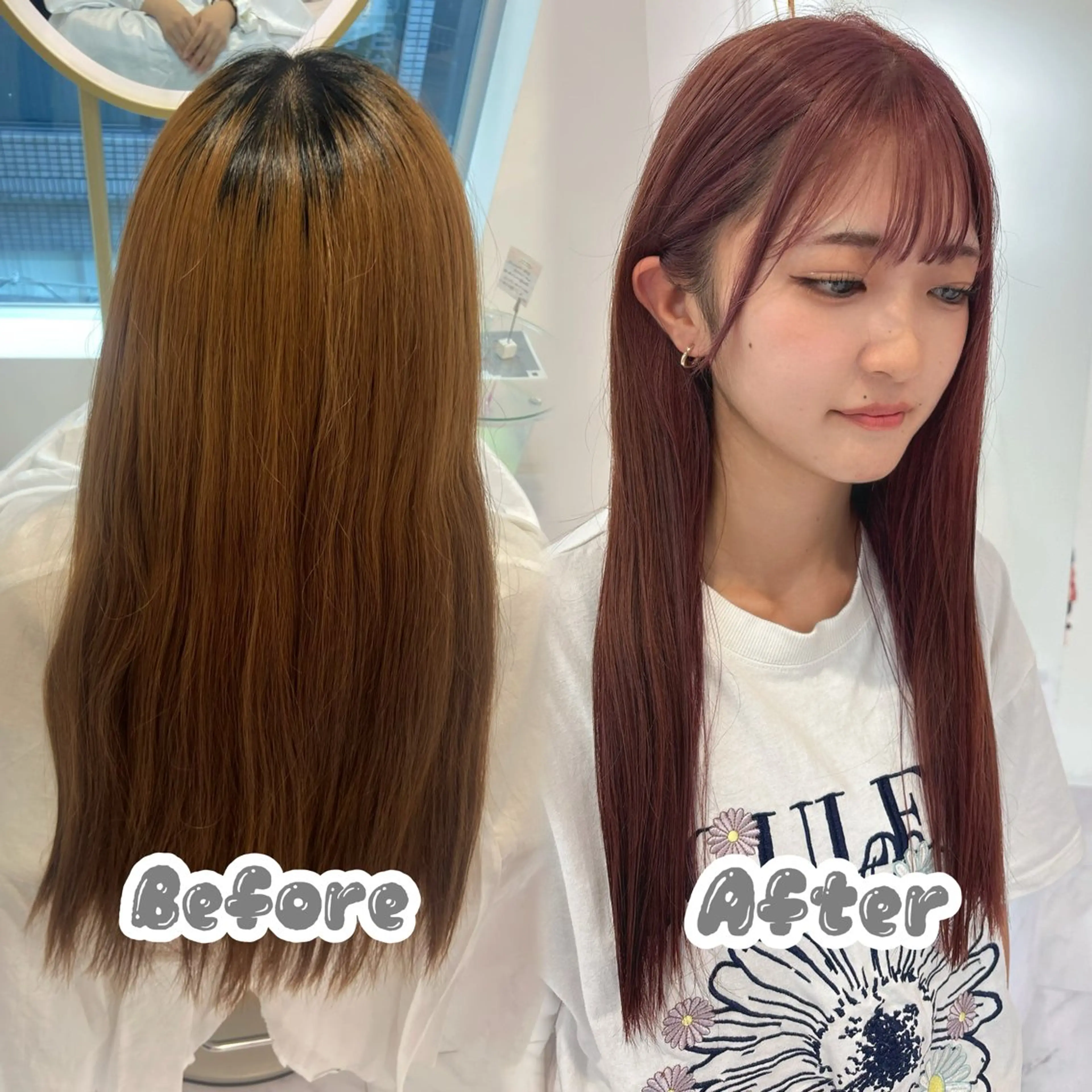 セミロング カラー ブリーチ ブラウンカラー ピンクカラー カット ヘアカラー 名駅/ハイトーン /Y2k/YUNAのヘアスタイル