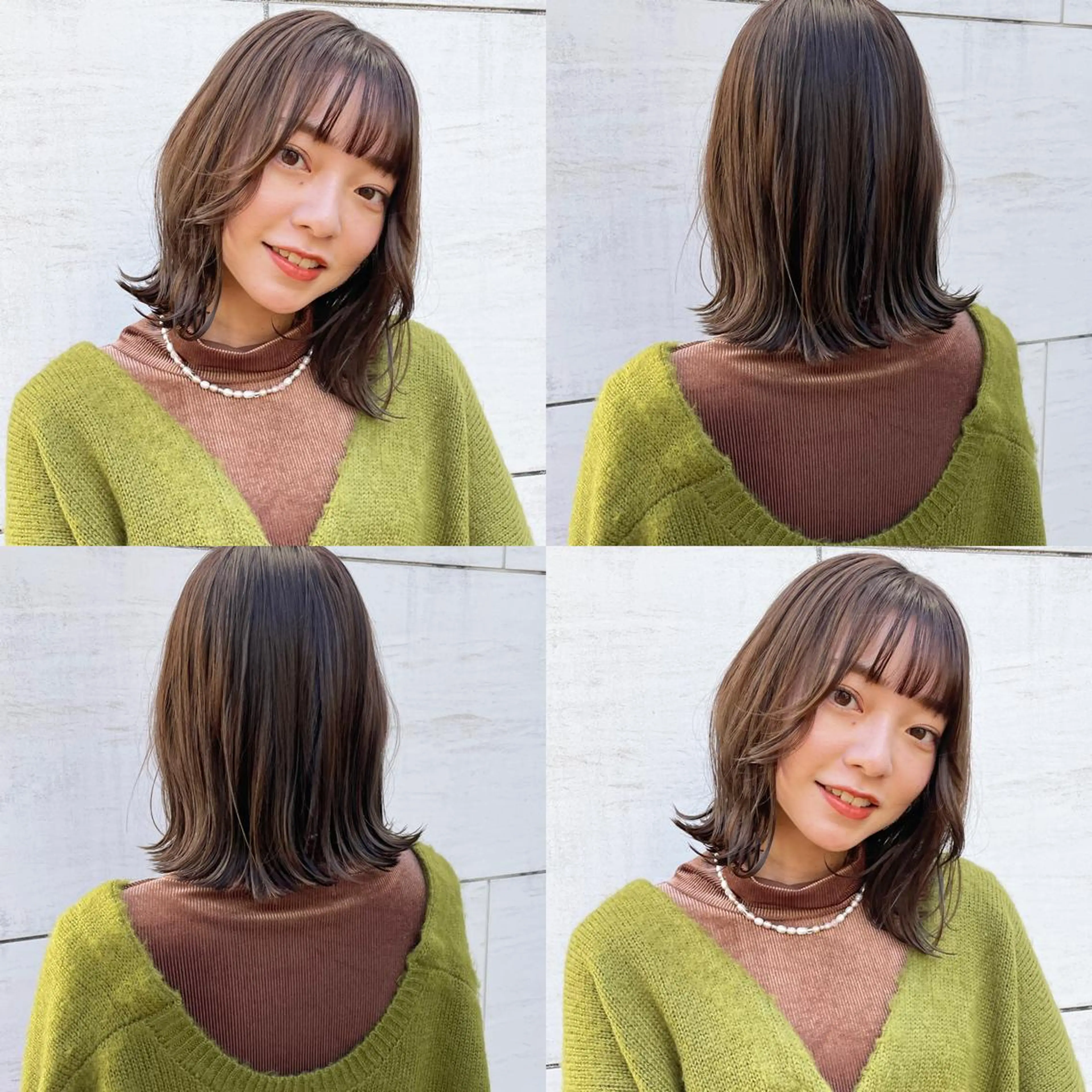 ミディアム カラー ボブヘアカット Rikapi❤️のヘアスタイル