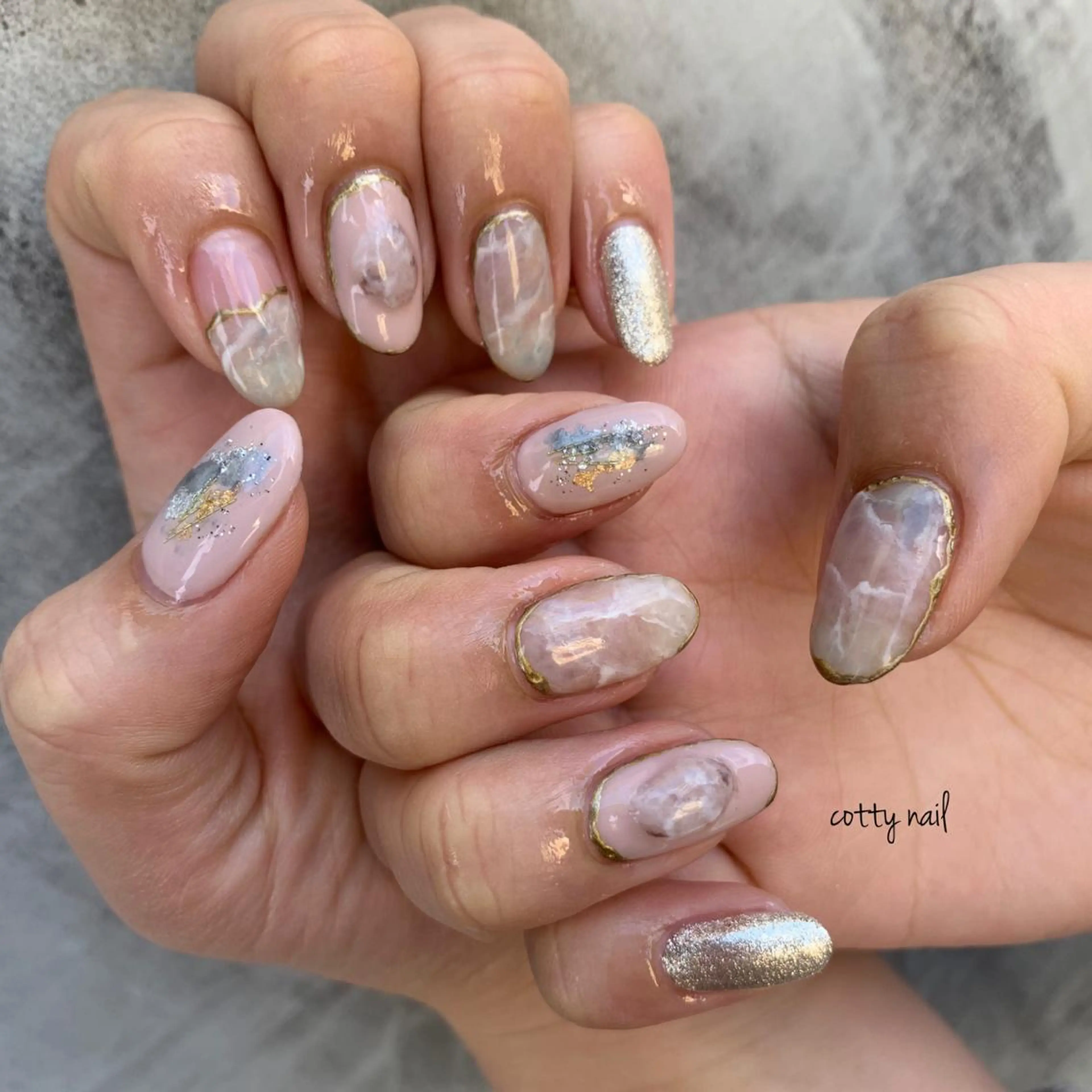 ネイル ジェルネイル 大理石ネイル(マーブル) ニュアンスネイル cottynail -miki-のその他イメージ