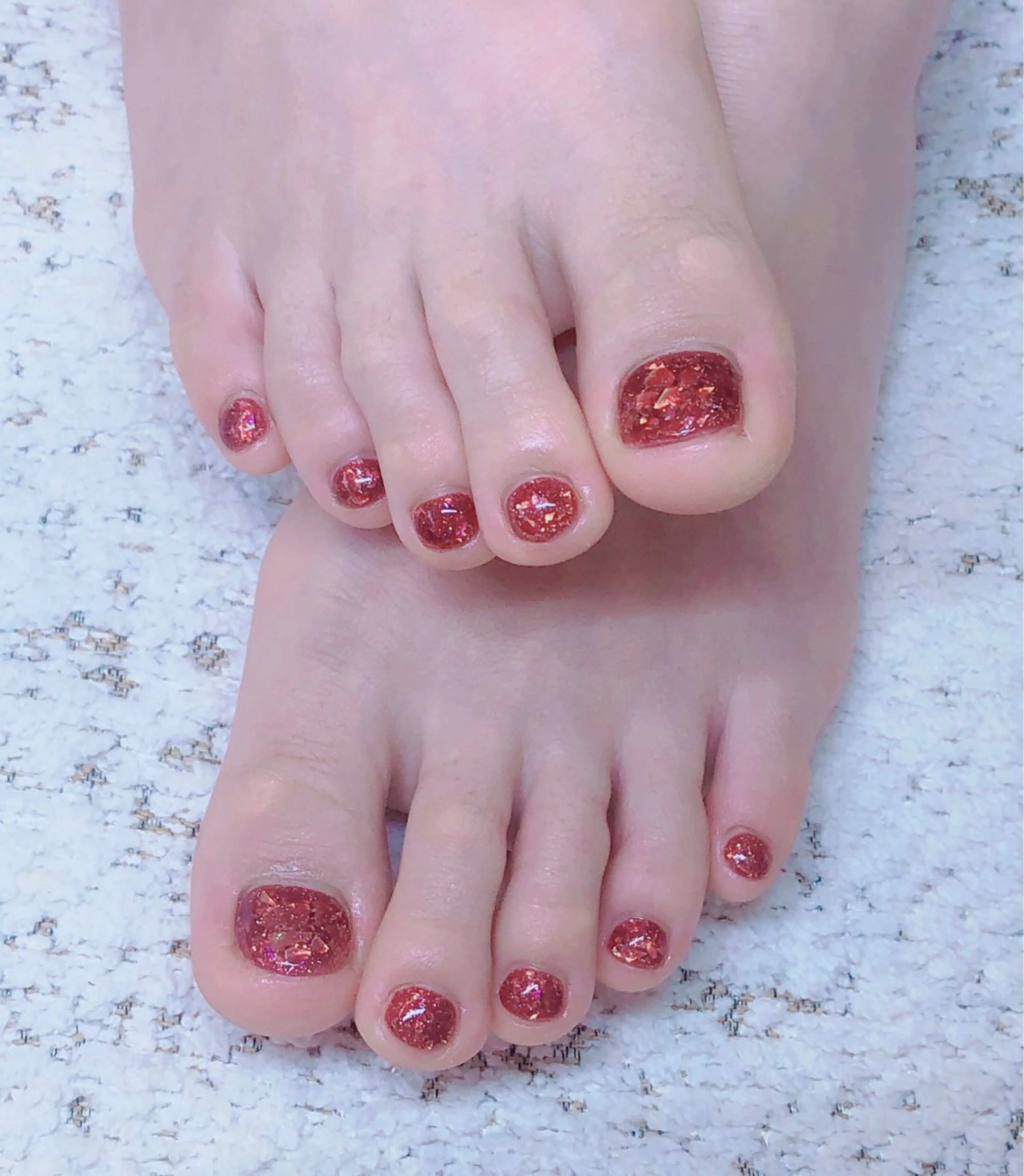 ネイル フットネイル ラメ(グリッター) ワンカラーネイル SUNNY セイのネイルデザイン