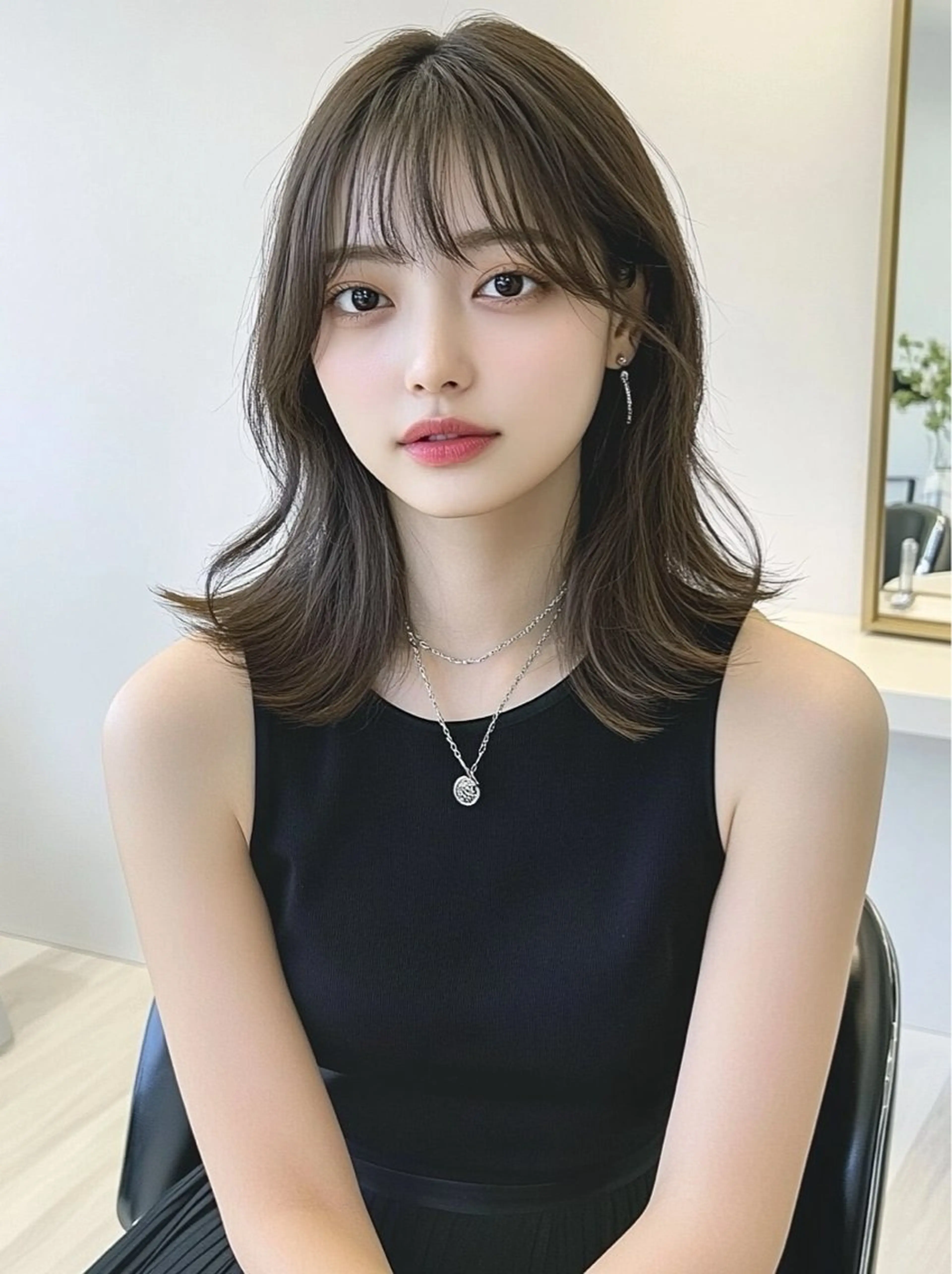 ミディアム カラー カット ヘアカラー トリートメント レイヤー×顔周 り×髪質改善/MIUのヘアスタイル