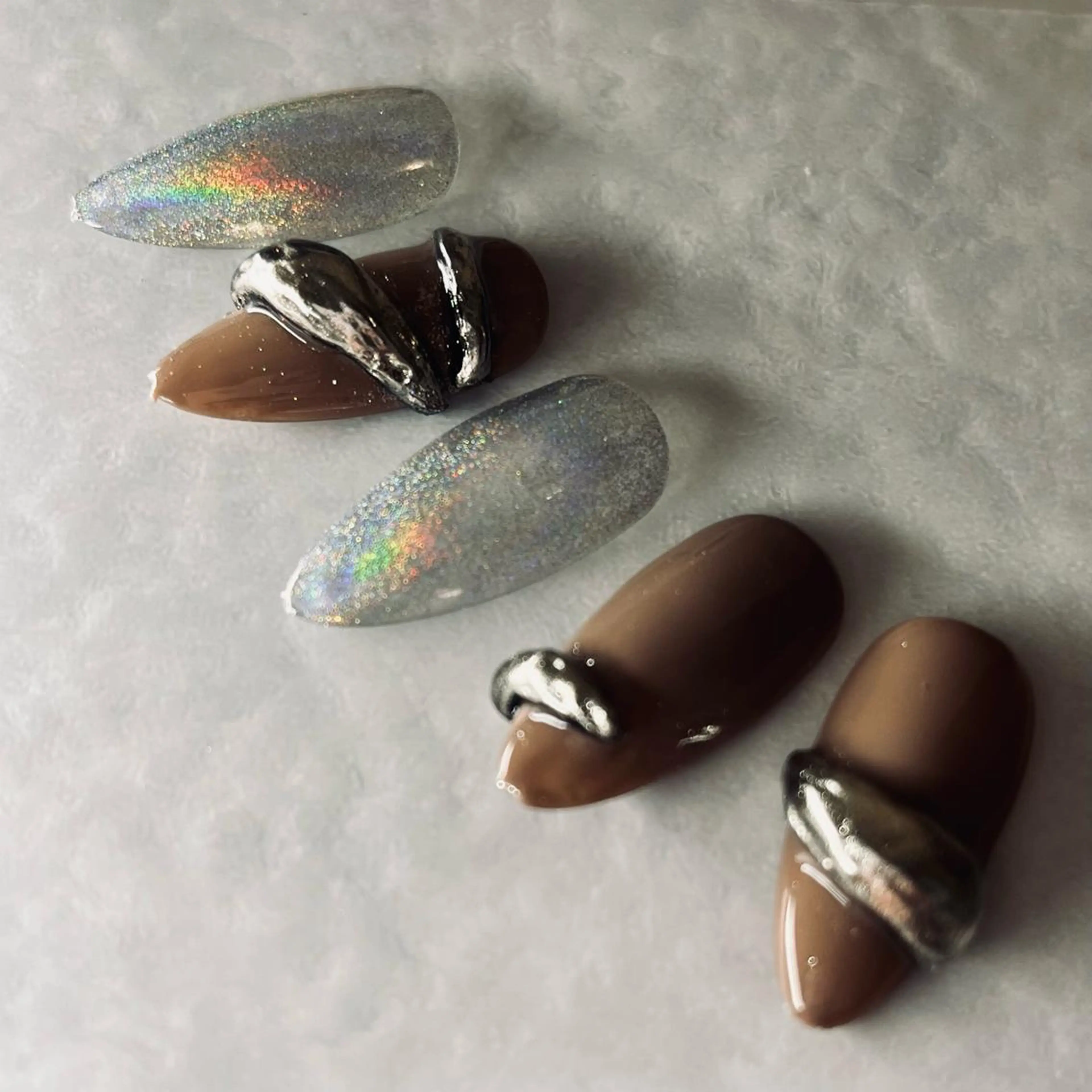 ロング ネイル ブラウン RIONnail(リオンネイル)所属・RIONnail Yurikaのネイルデザイン