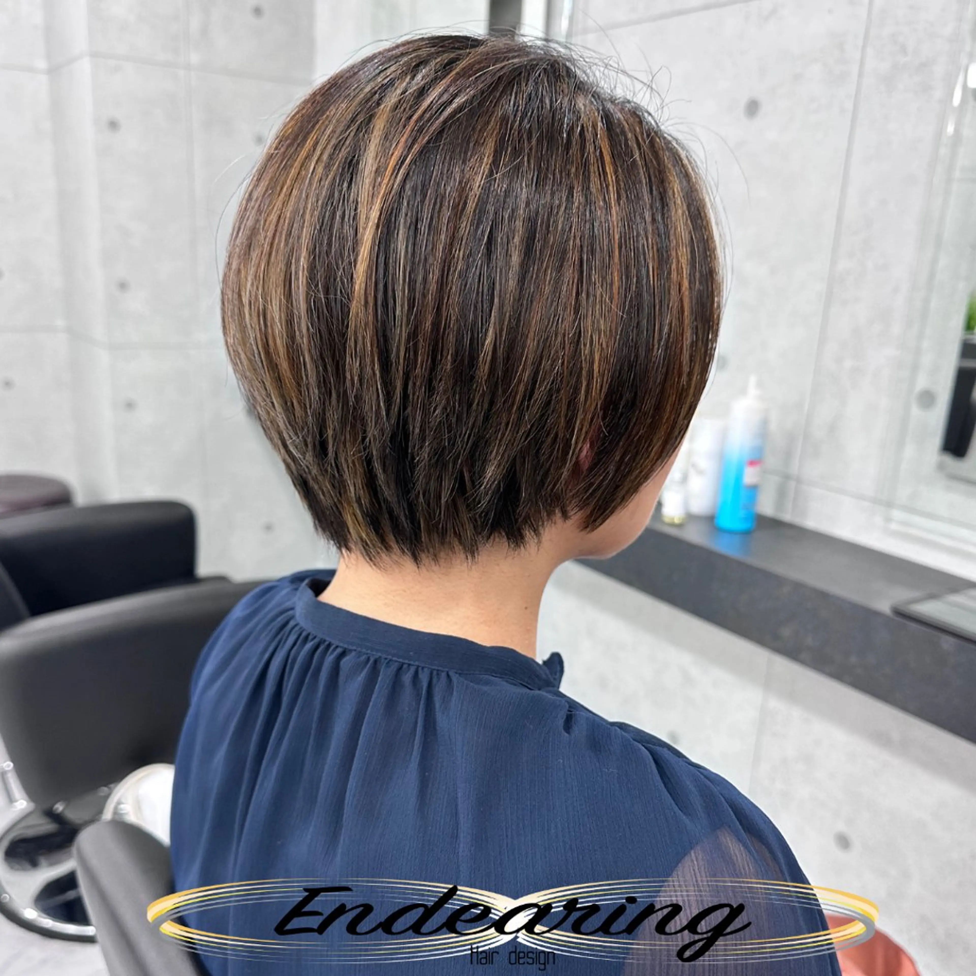 カラー ショートボブ 透明感カラー ハイライトカラー ボブ カット ヘアカラー Endearing 銀座/レイヤーカットのヘアスタイル