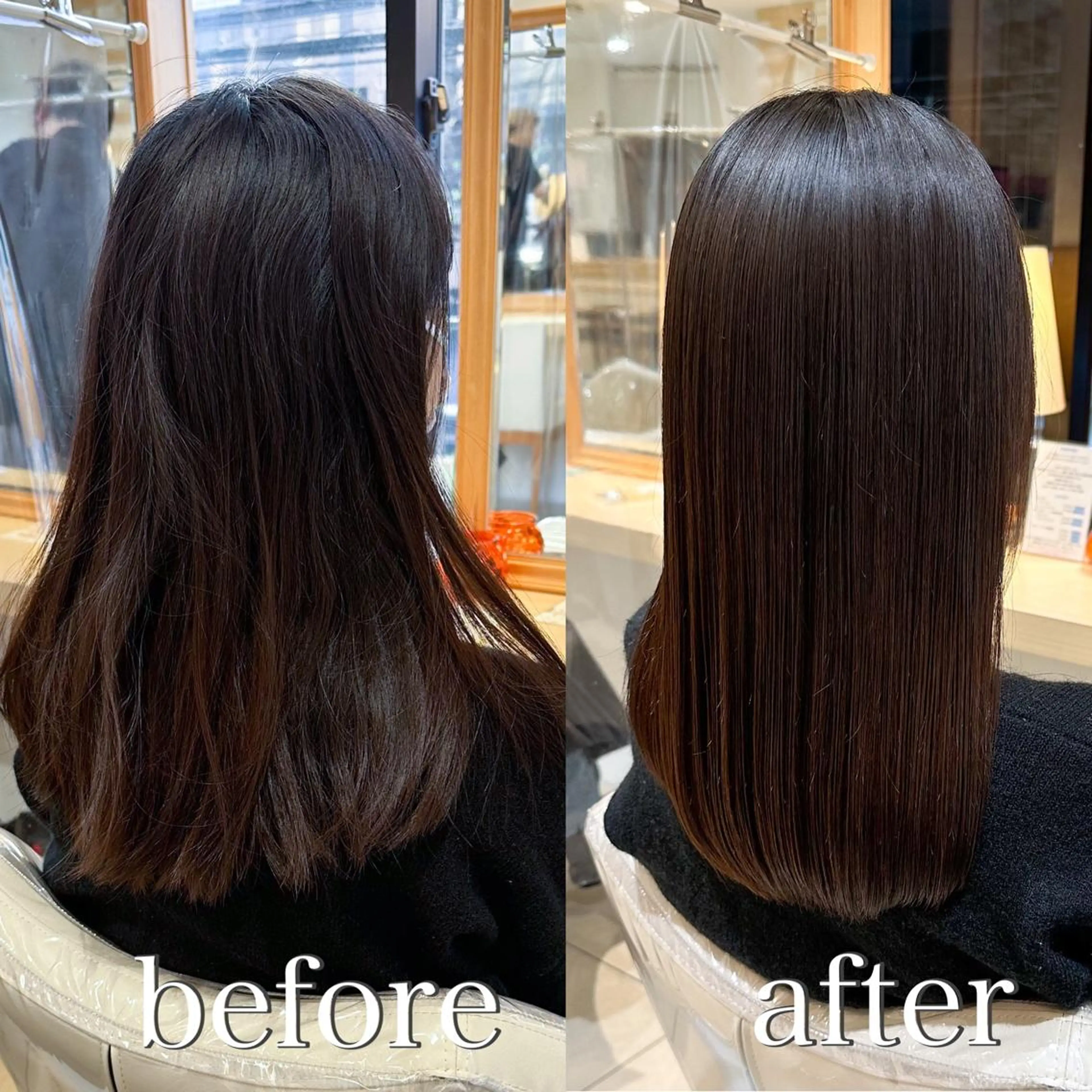 セミロング カット 縮毛矯正 トリートメント 美髪⭐︎髪質改善 井上　康司のヘアスタイル