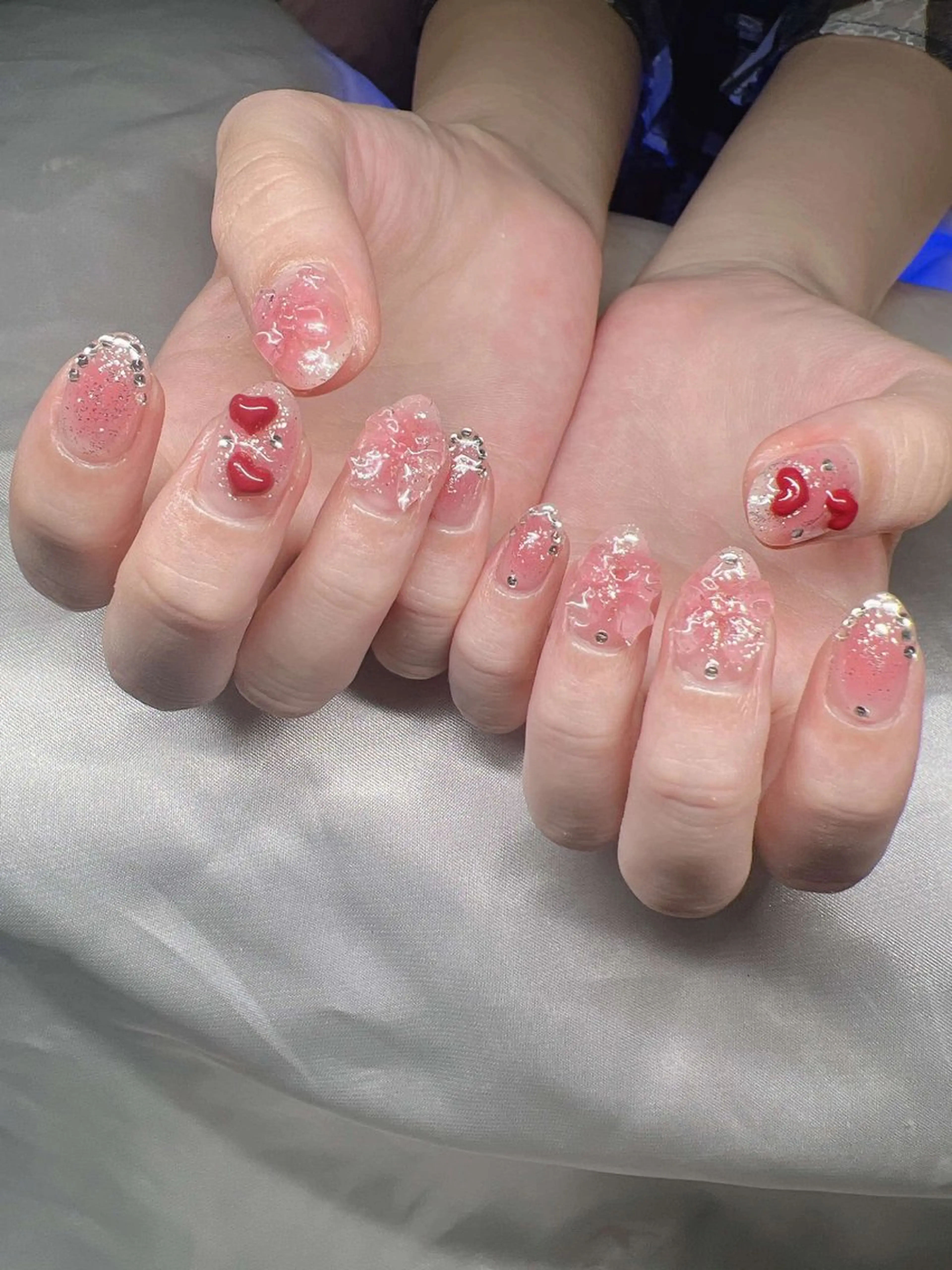 ネイル オーロラネイル チークネイル 長さ出し フットネイル フレンチネイル ハンドネイル Lee Nails チップ長さだし専門店のネイルデザイン
