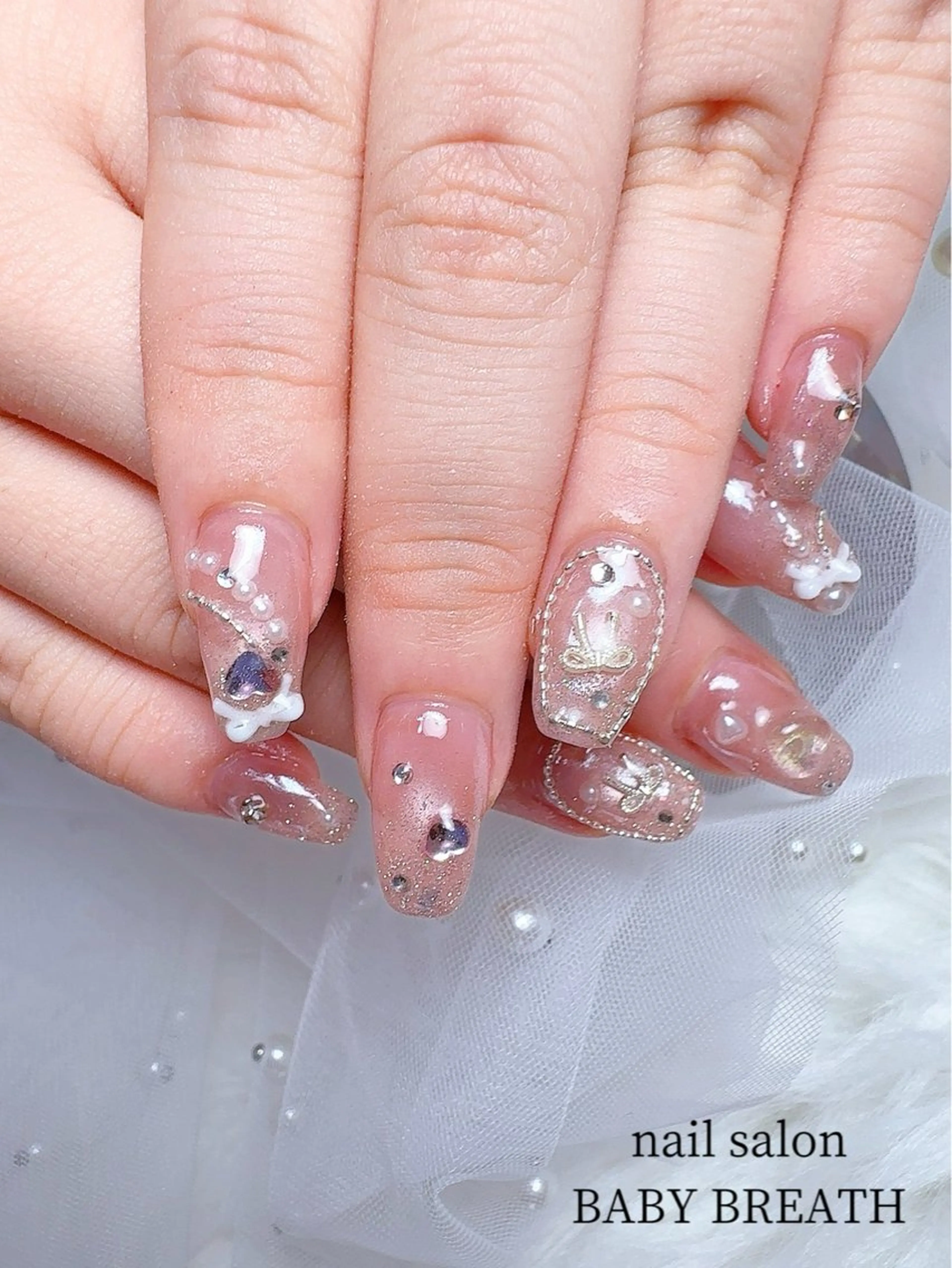 ネイル アートネイル フラッシュネイル フットネイル グラデーション ラメ(グリッター) ハンドネイル BABY  BREATH所属・y natsumiのネイルデザイン