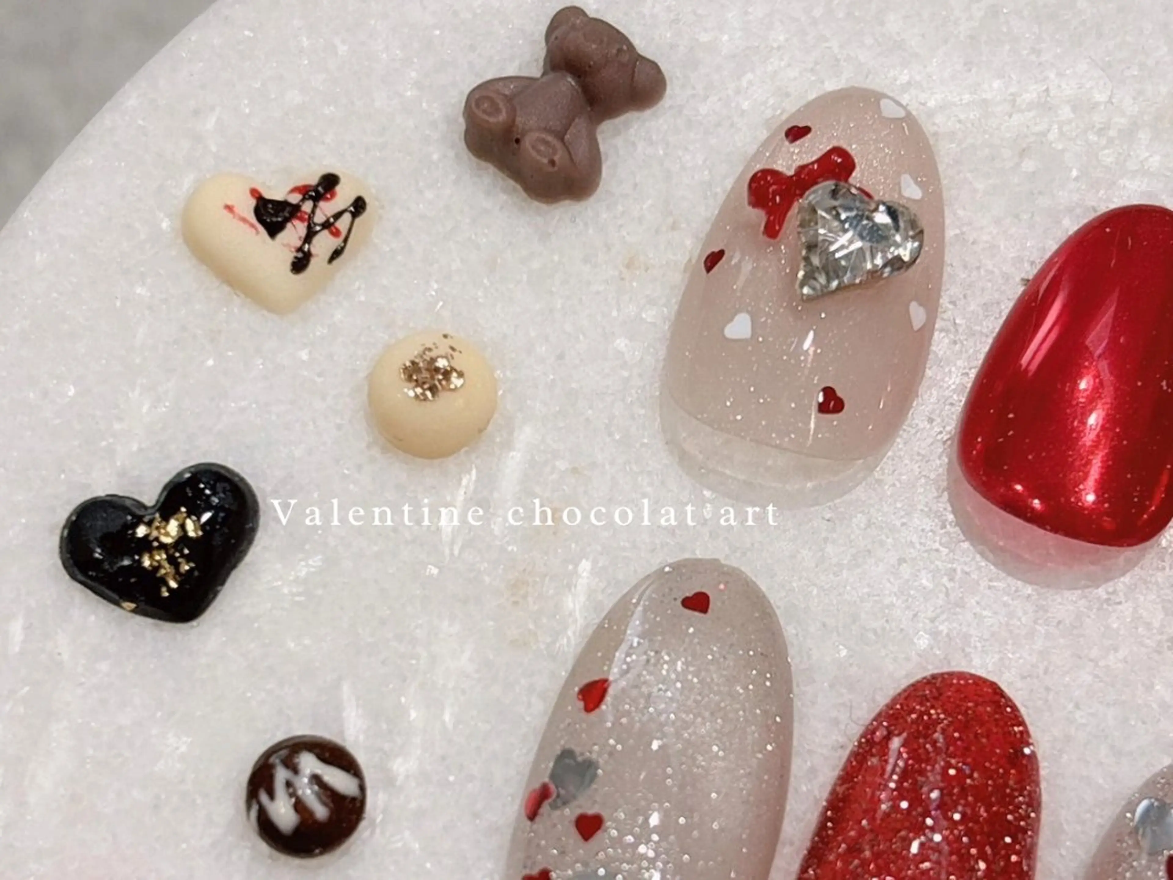 ネイル バレンタイン ハンドネイル GREEM グリームのネイルデザイン
