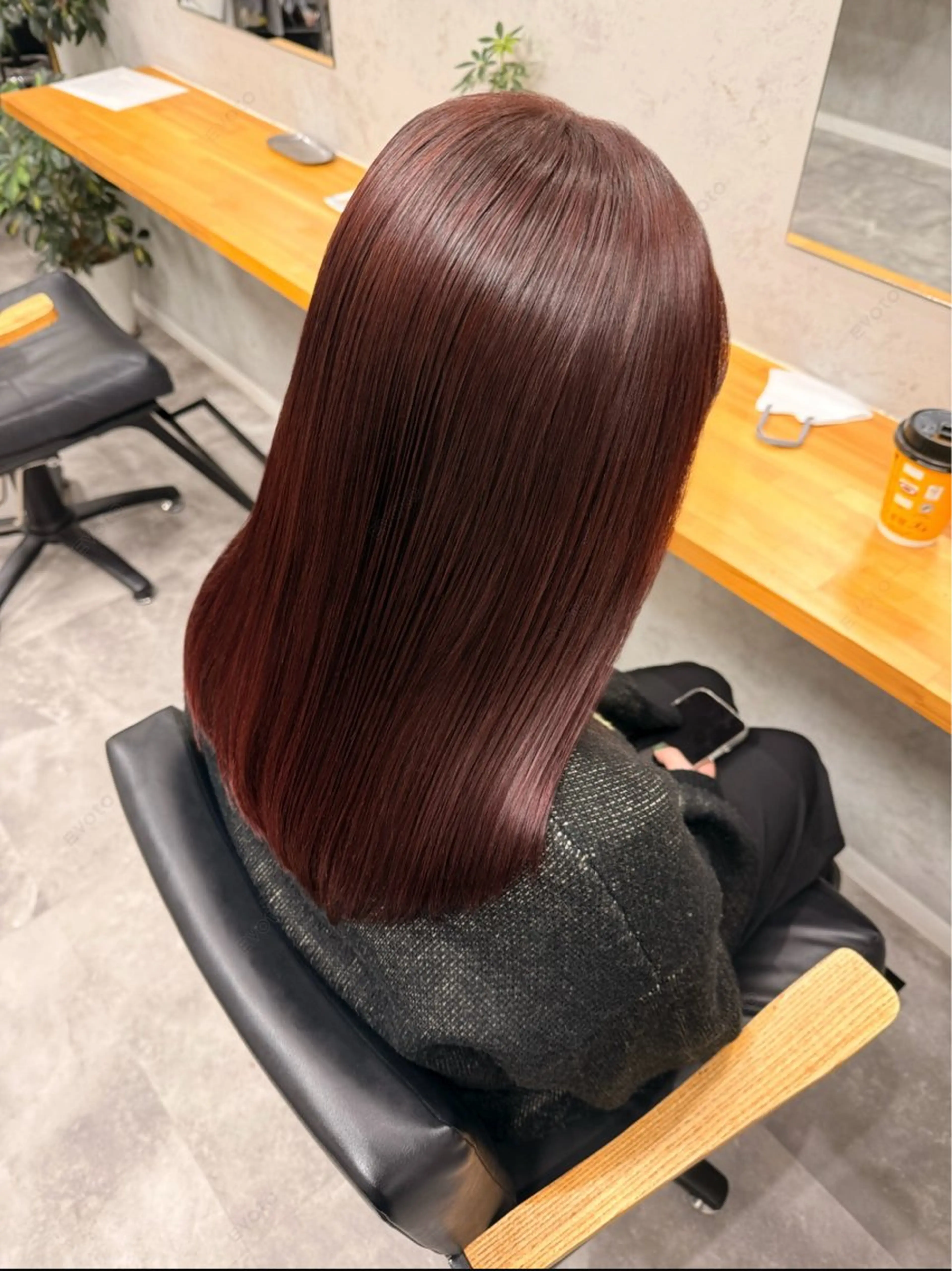 ミディアム カラー ブリーチ ブリーチなしカラー レッドカラー hoNua. ＊Ruri＊のヘアスタイル