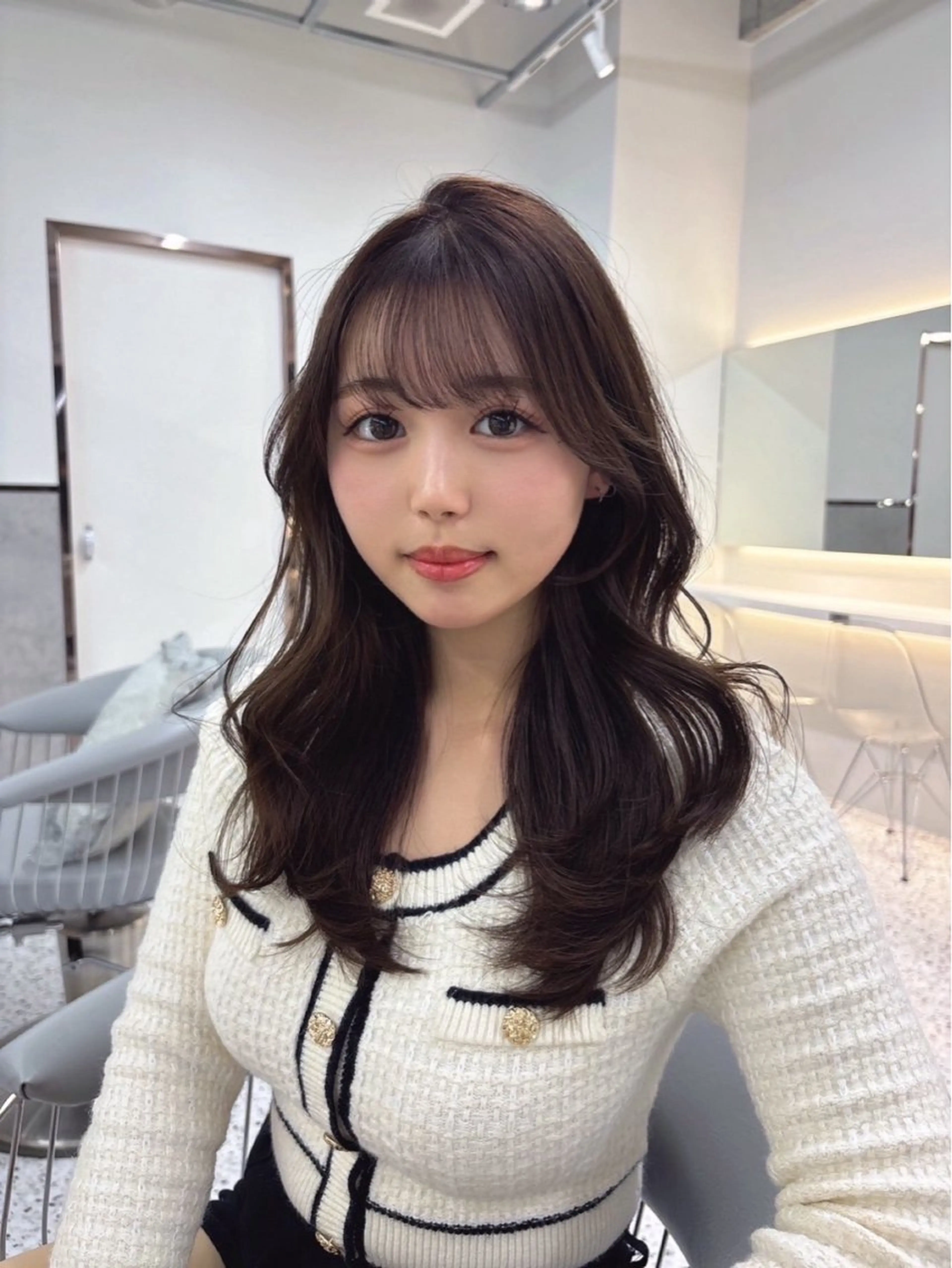 セミロング カラー カット ヘアカラー トリートメント yui🎀透明感 ベージュカラー／博多のヘアスタイル