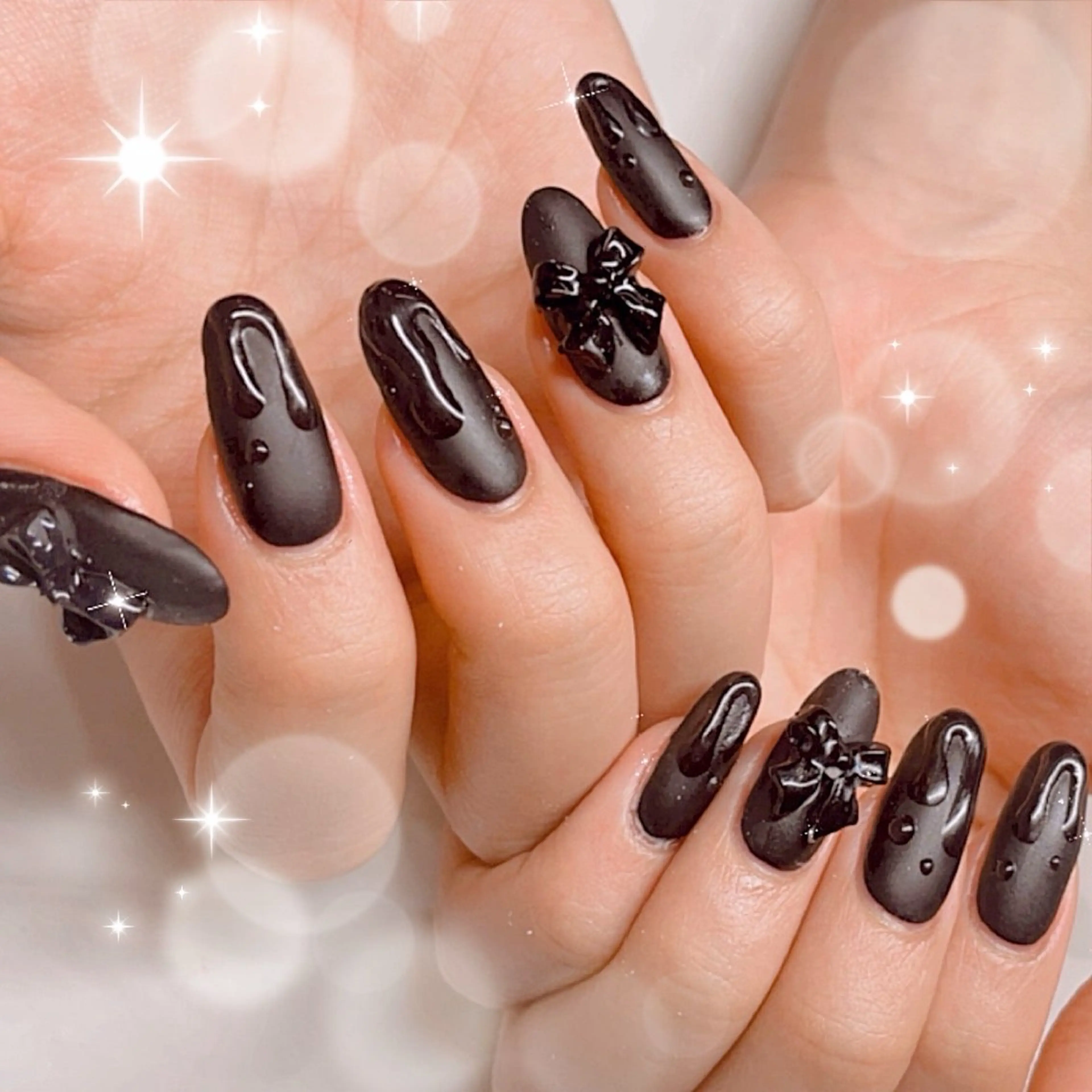 ネイル マットネイル リボン joieange京橋 nanamiのネイルデザイン