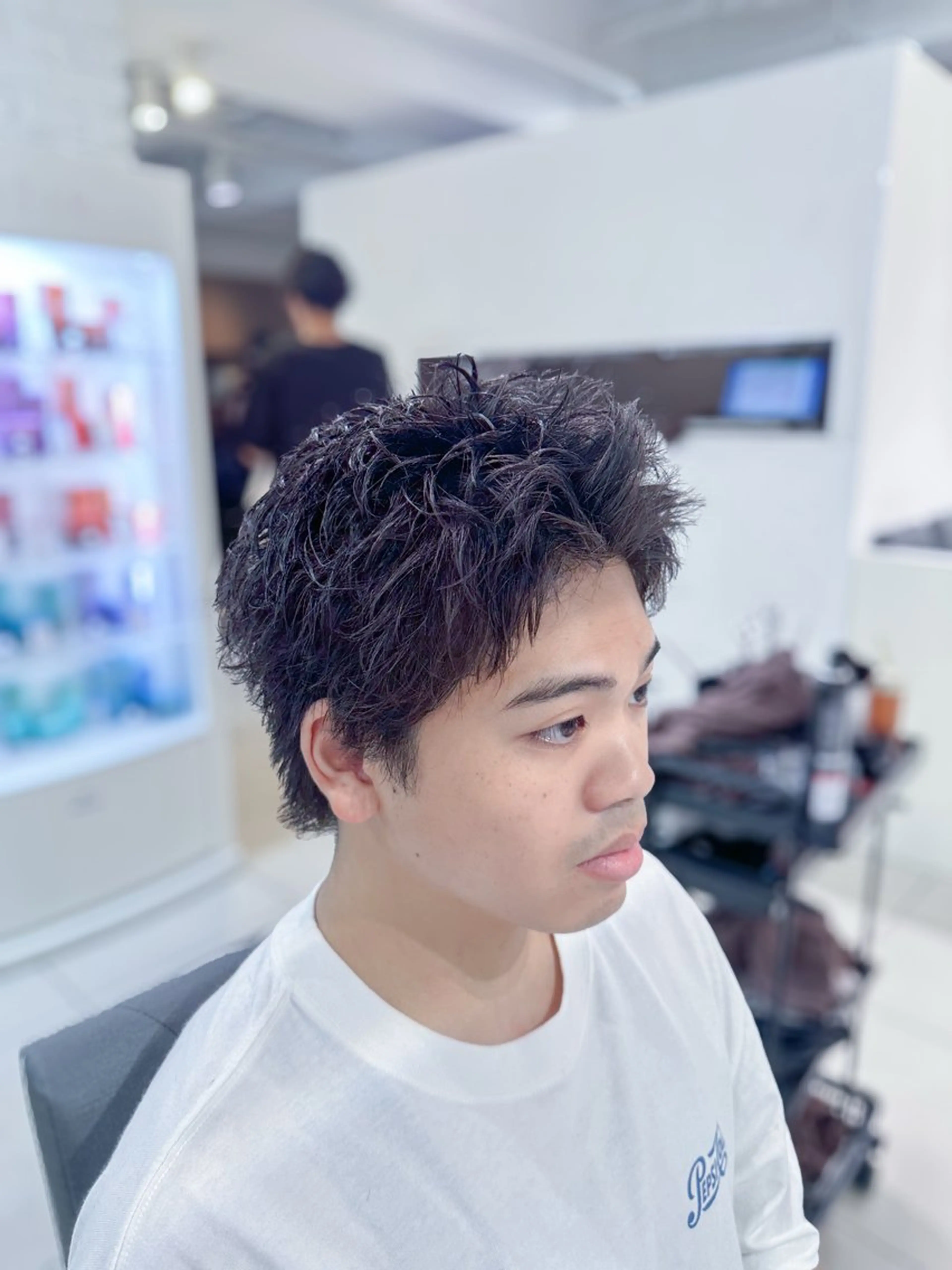 ショート パーマ メンズ アップバング スパイキーショート ツーブロック ショートヘア カット メンズパーマ職人 パーマ🔥ritaのヘアスタイル