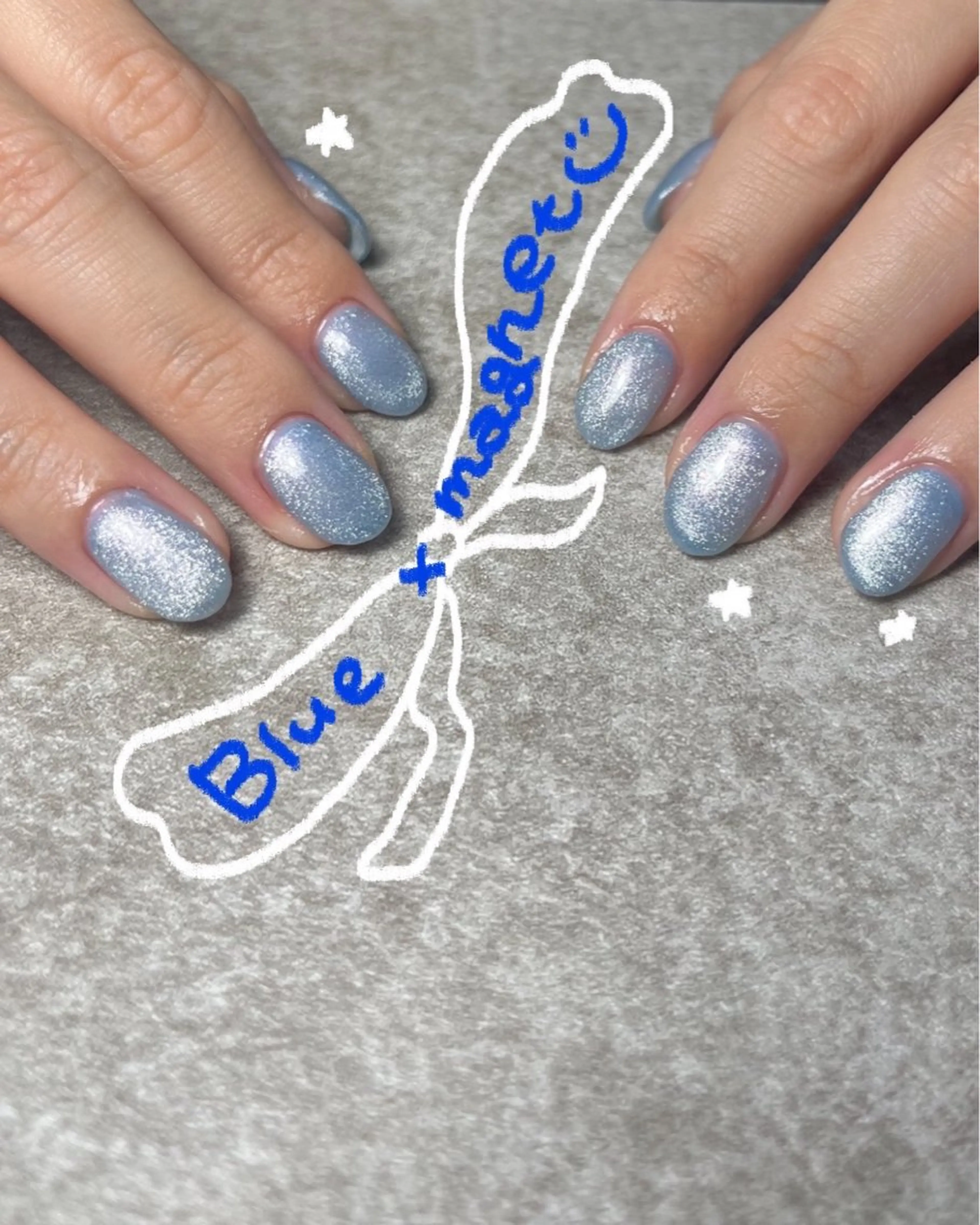 ネイル ブルー マグネットネイル マグネットワンカラー ワンカラーネイル 777 nail あいかのネイルデザイン