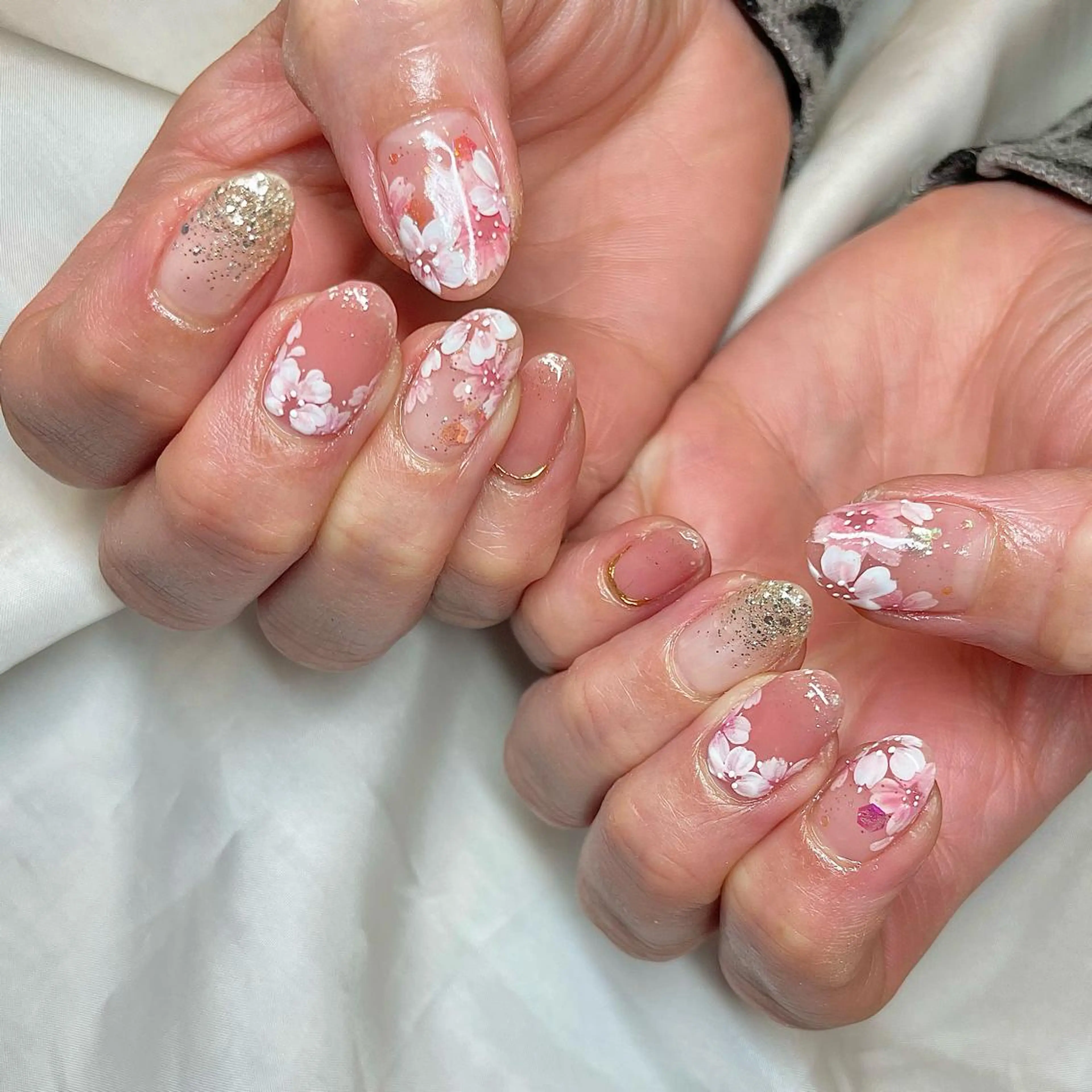 ミディアム カラー パーマ ヘアアレンジ メンズ キッズ ネイル マツエク・マツパ アイブロウ 桜ネイル nail&eye Aoのマツエク・マツパデザイン