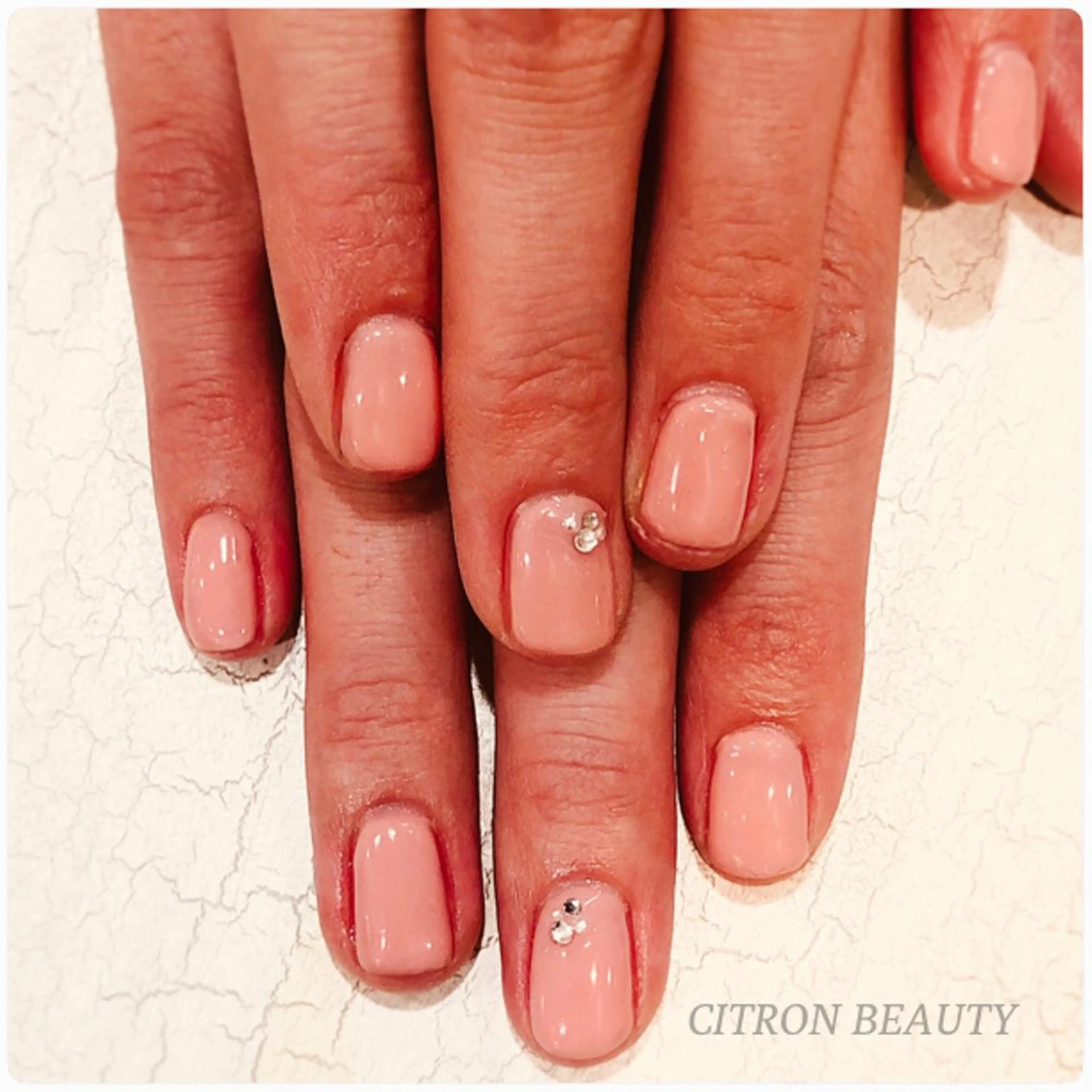 ネイル ピンク 春ネイル ストーンネイル CITRON NAIL💅練習生のネイルデザイン
