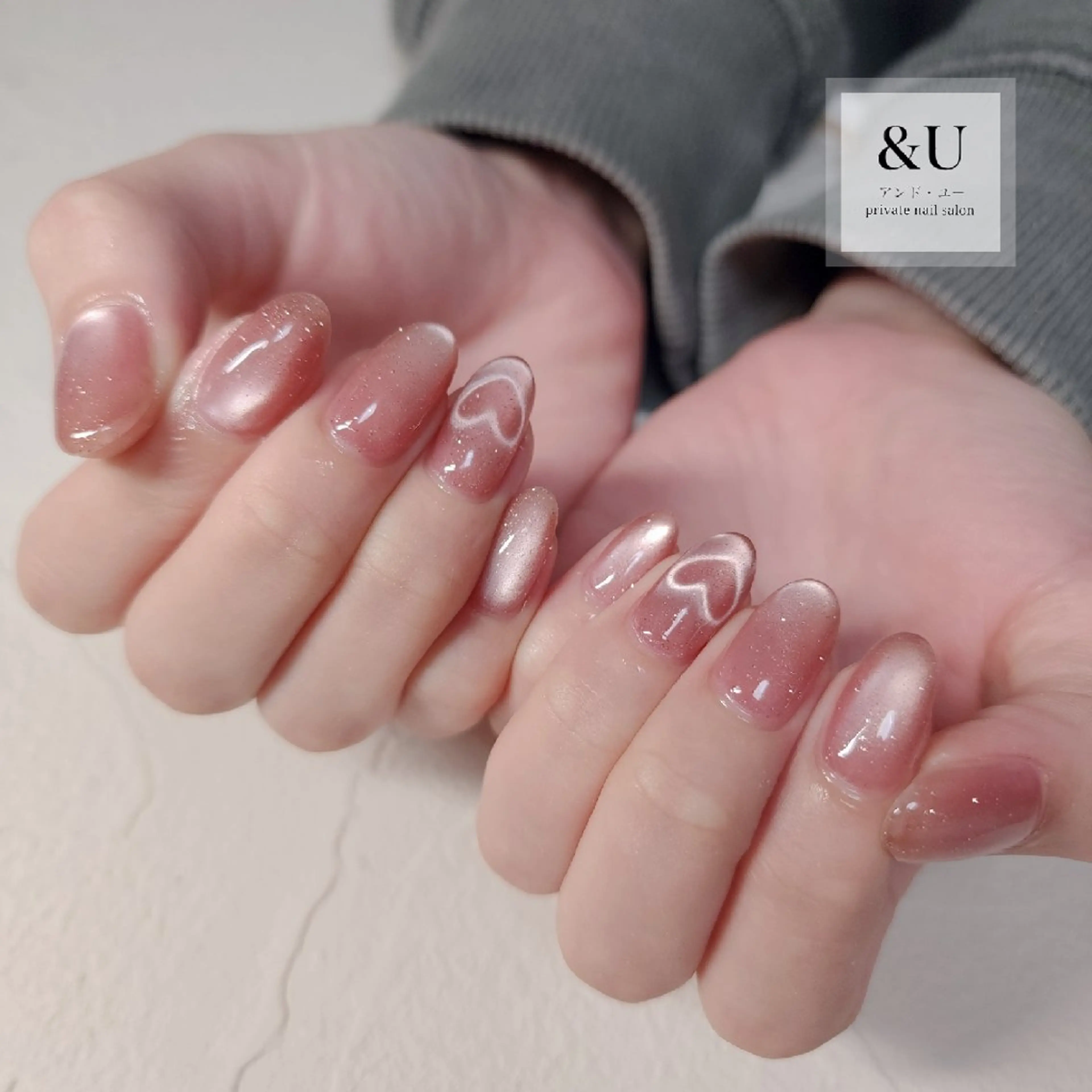 ネイル ハート ロングネイル ワンカラーネイル ハンドネイル ＆Ｕ (アンド・ユー)のネイルデザイン