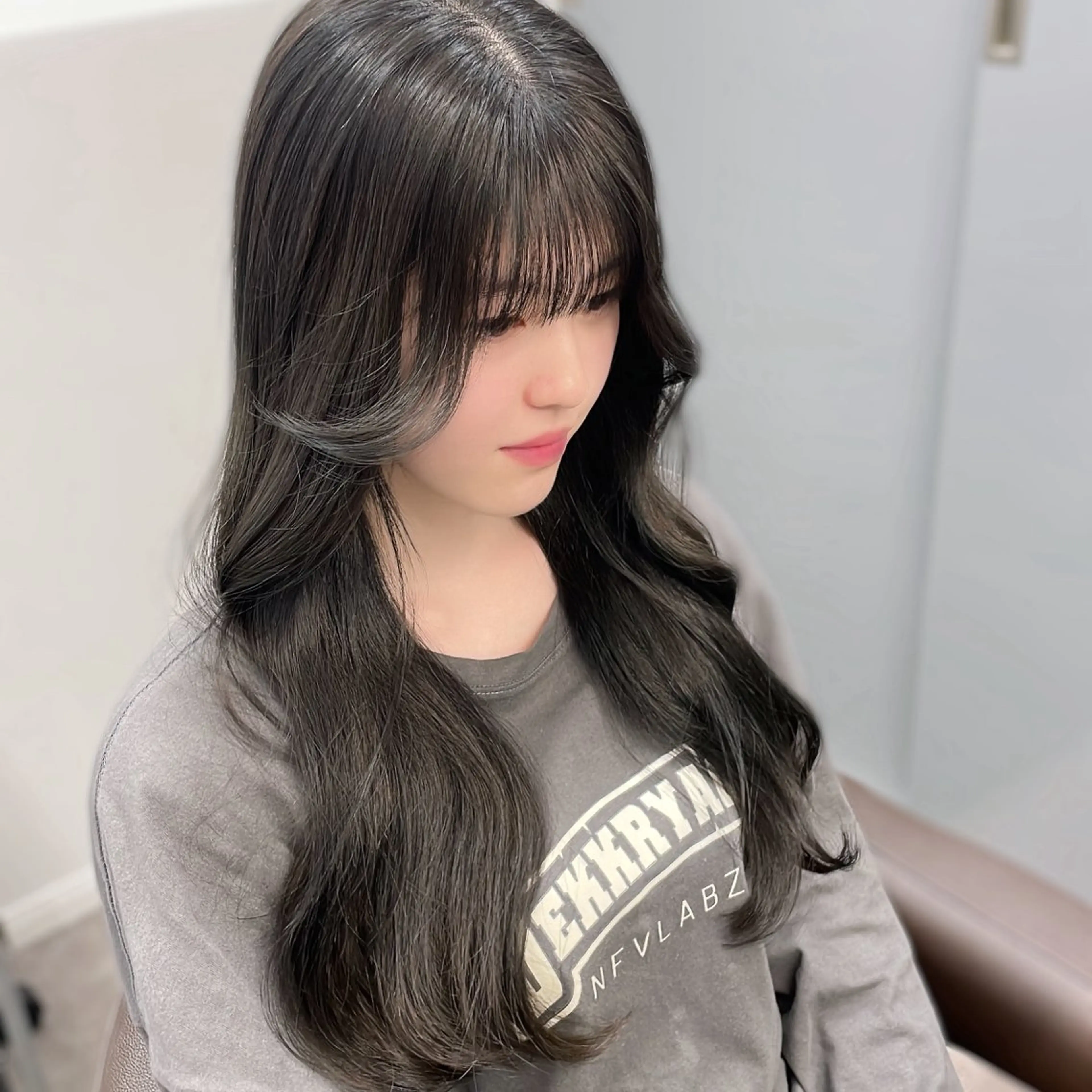 ロング カラー 顔周りカット 韓国風ヘア 💎韓国ヘア💎 Harukaのヘアスタイル