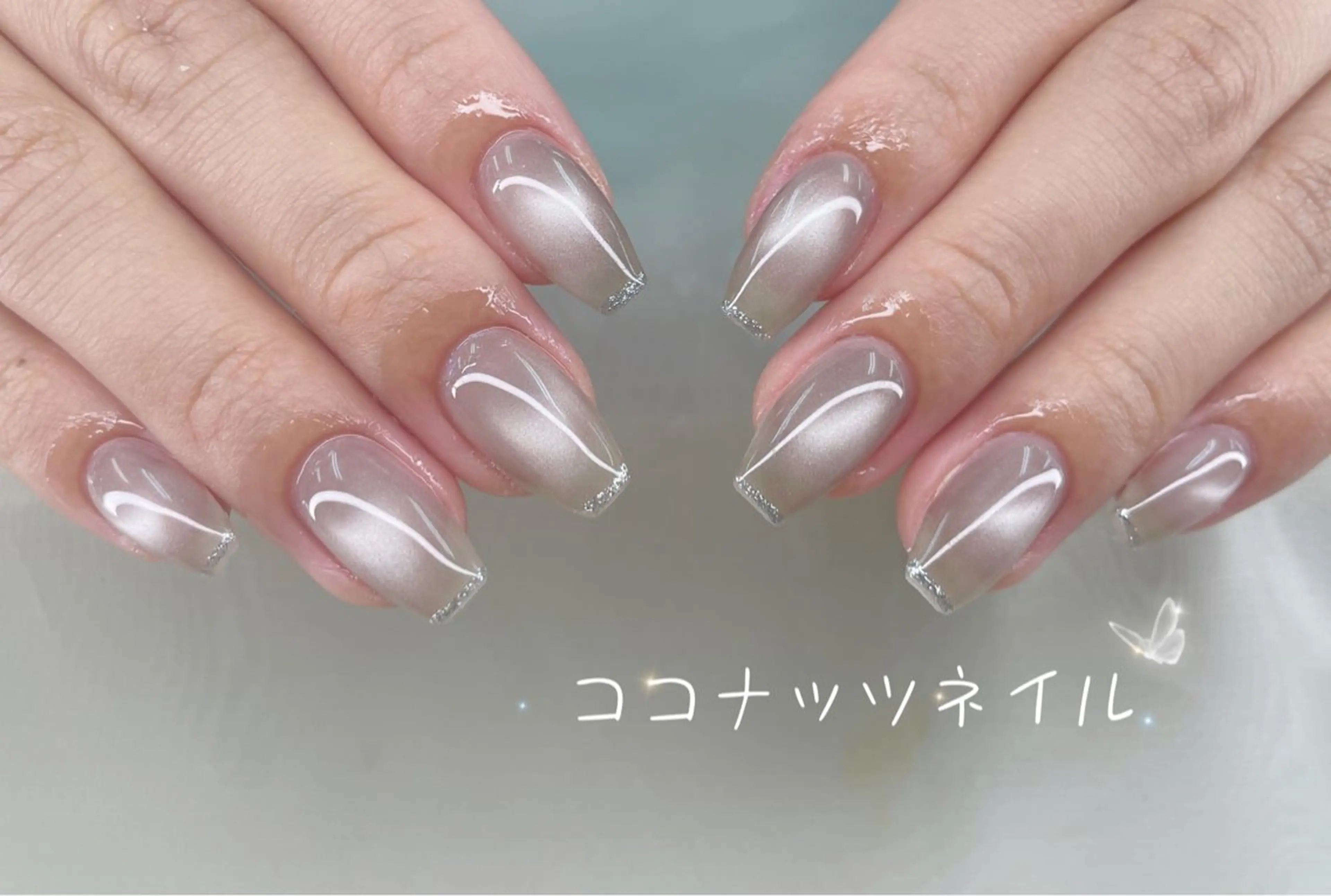 ネイル べっ甲ネイル フレンチネイル キラキラネイル マグネットネイル 大理石ネイル(マーブル) ハンドネイル 神田 ココナッツのネイルデザイン