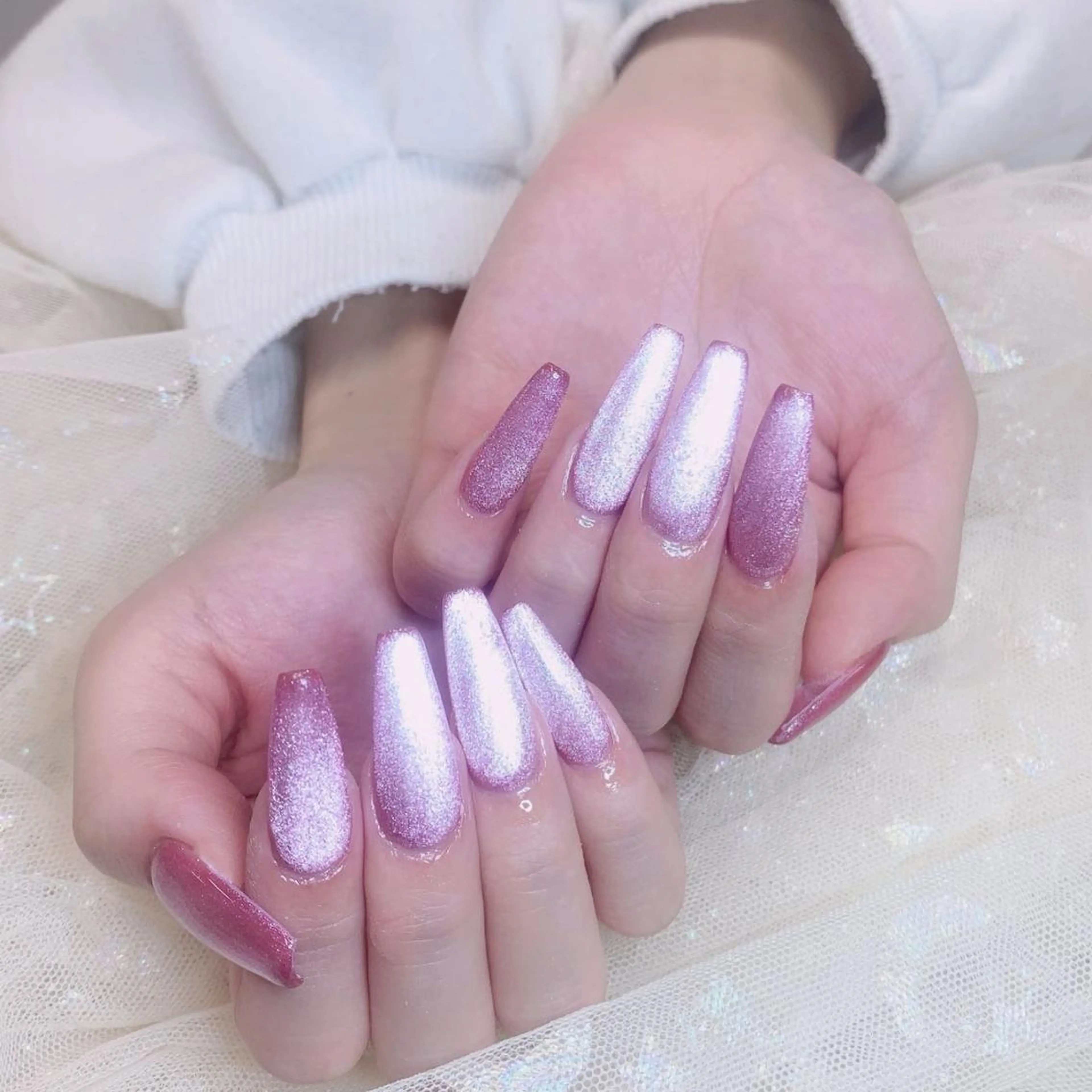 ネイル 長さ出し マグネットネイル ワンカラーネイル ネイルチップ 💗キラネイル💗 モチ最高のネイルデザイン