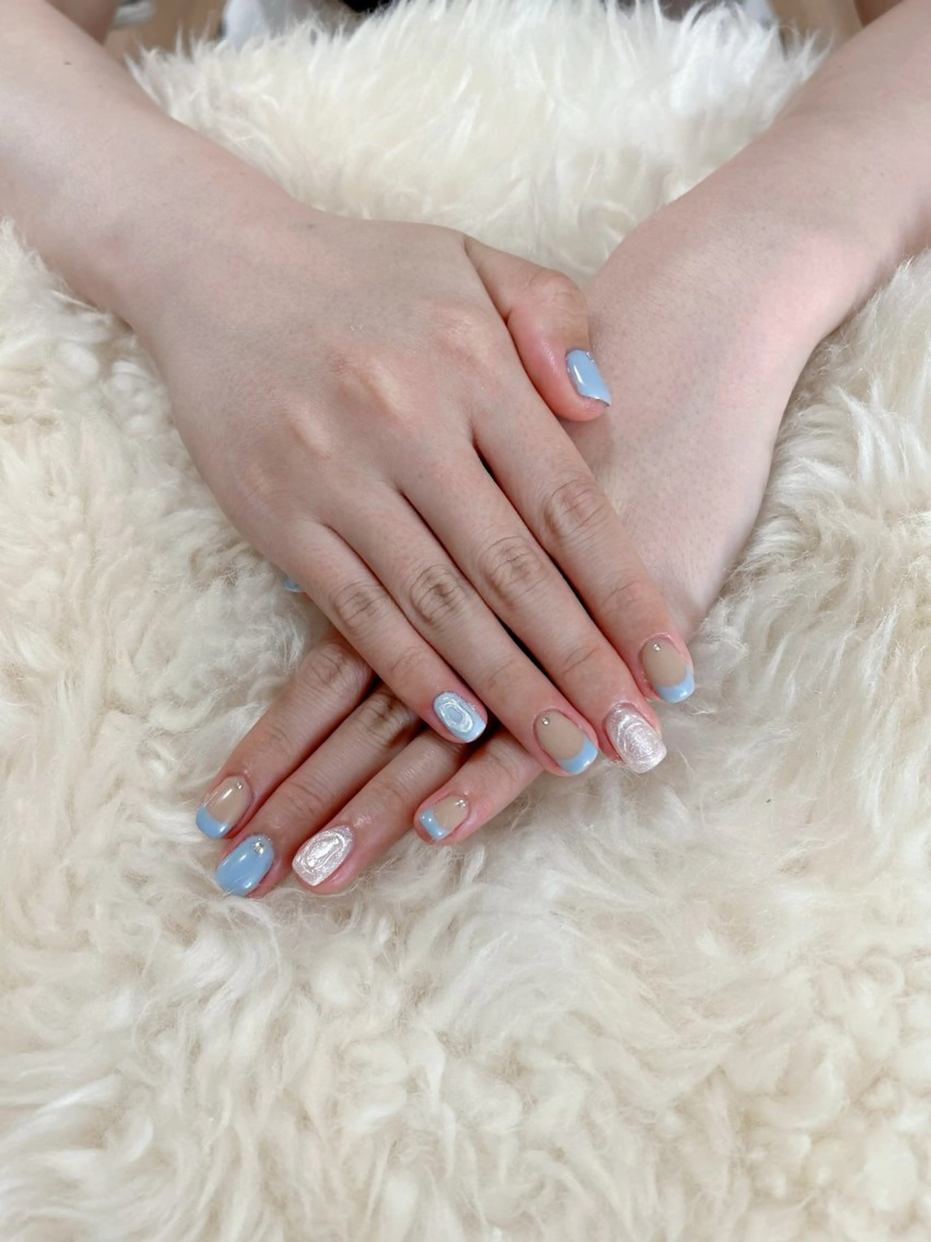ショート ハンドネイル ハンドケア 💜MIYA nail川崎店のネイルデザイン