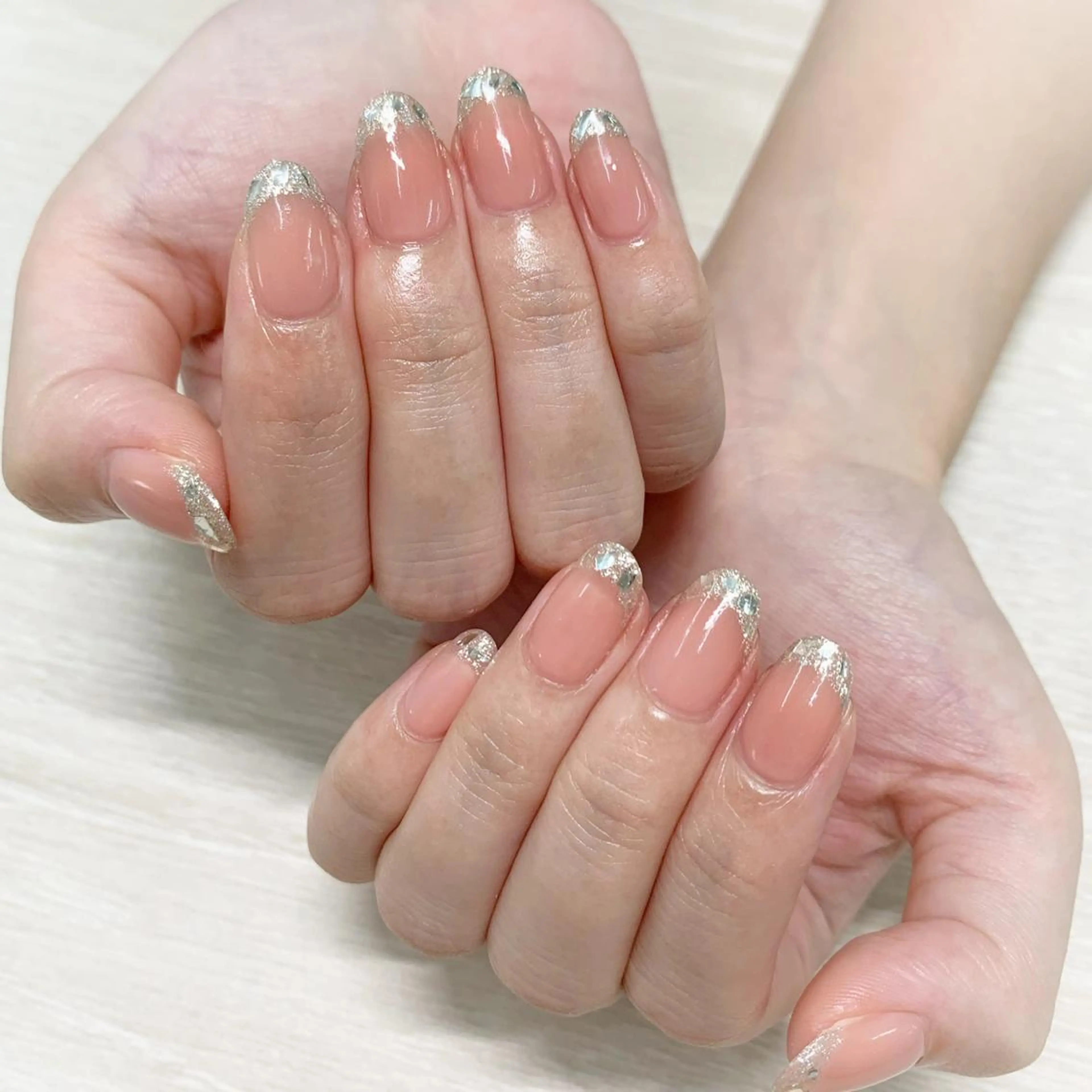 ネイル フレンチネイル ガラスフレンチ キラキラネイル glossnail MIKIのネイルデザイン