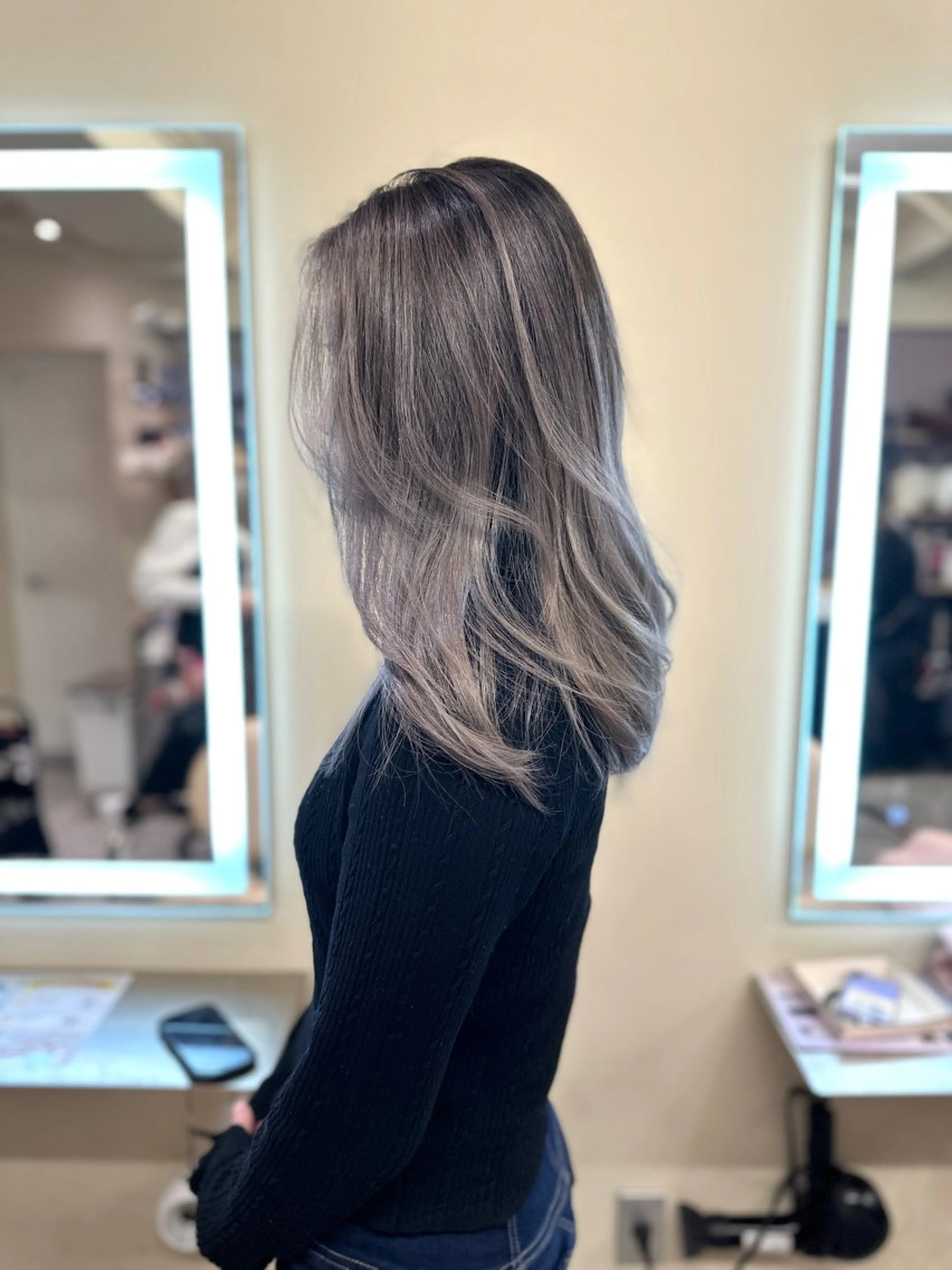 ロング カラー アディクシーカラー バレイヤージュ ブリーチ デザインカラー ダブルカラー カット ヘアカラー トリートメント opus 店長大和 レイヤー/赤み消しのヘアスタイル