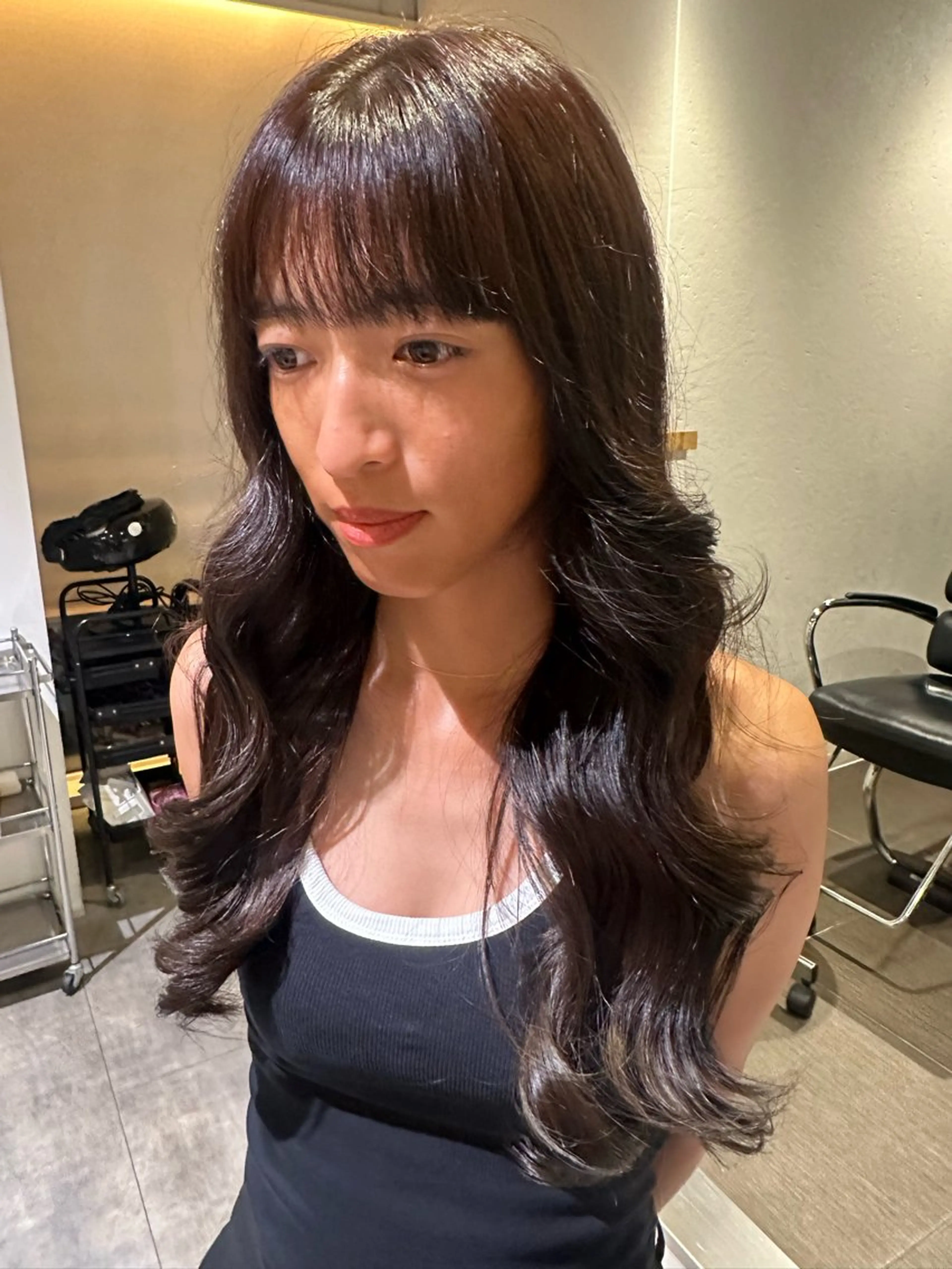 ロング カラー グレージュ オリーブグレージュ オリーブグレー ヘアカラー 渚音 nanoのヘアスタイル