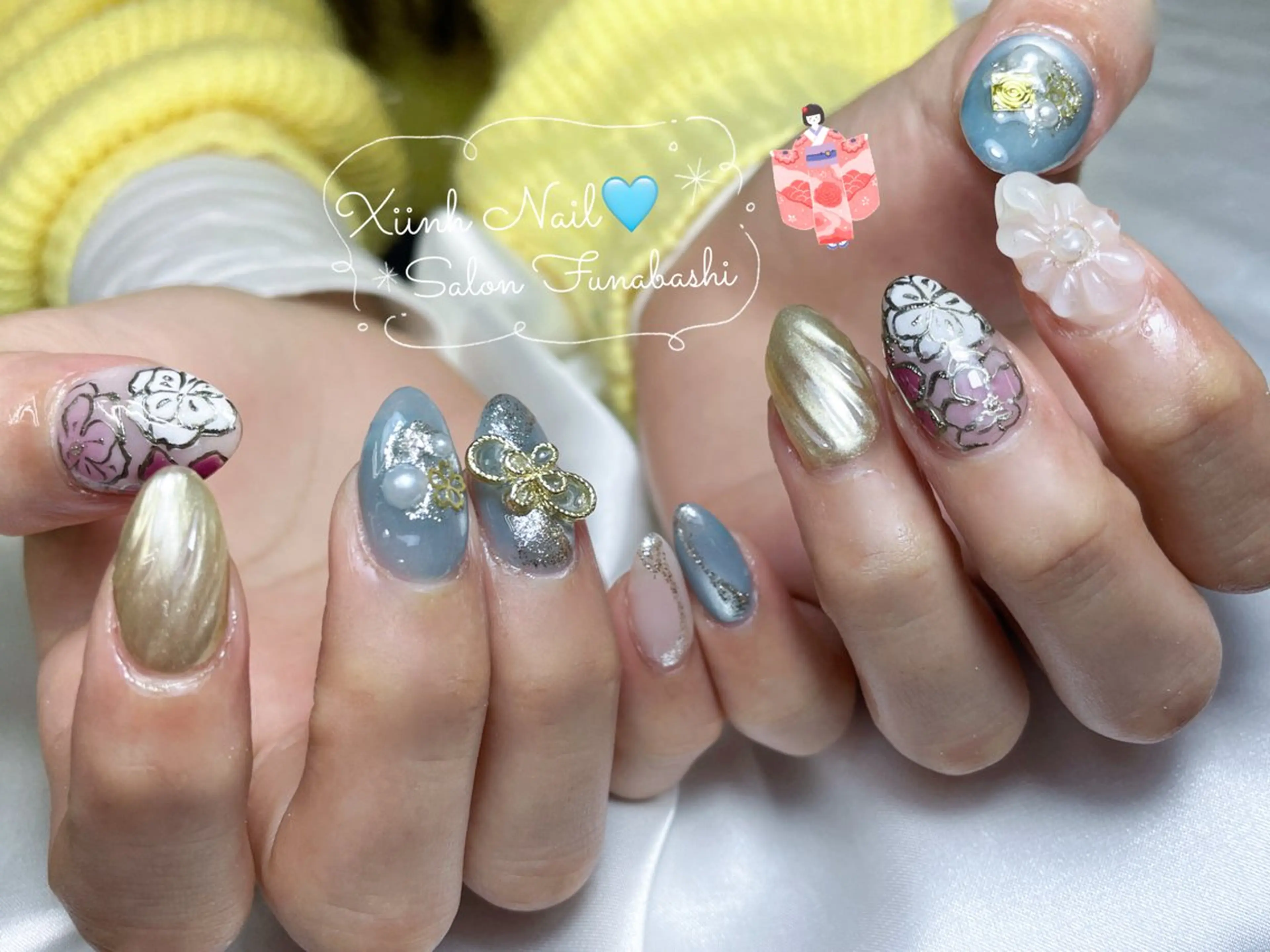 ネイル ブラウン チークネイル 桜ネイル 長さ出し フットネイル ハンドネイル XIINH NAIL SALONのネイルデザイン