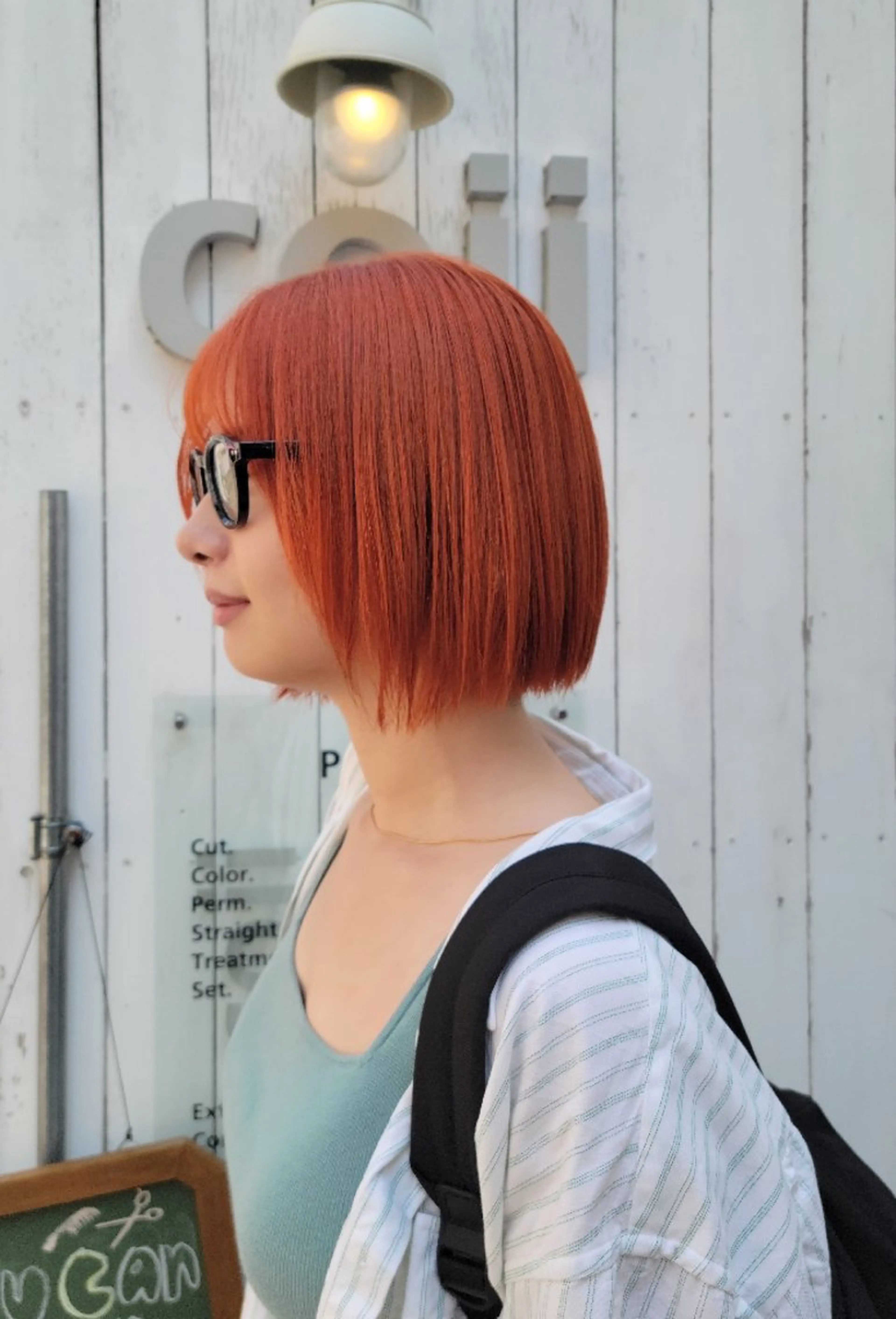 ショート カラー 切りっぱなしボブ オレンジ ボブ coii コイ【原宿/表参道】のヘアスタイル