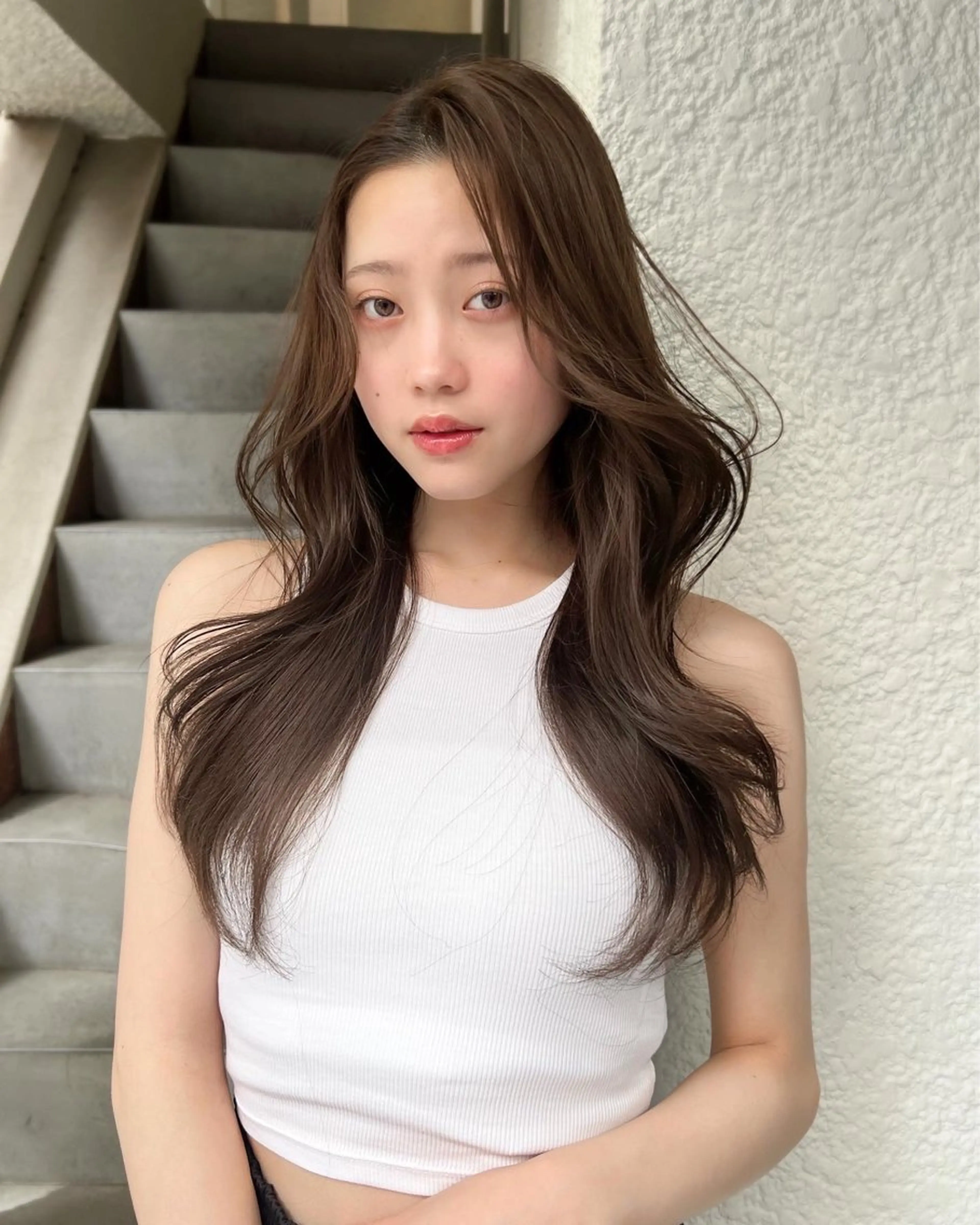 セミロング 🤍🤍韓国ヘア おたけ🤍🤍のヘアスタイル