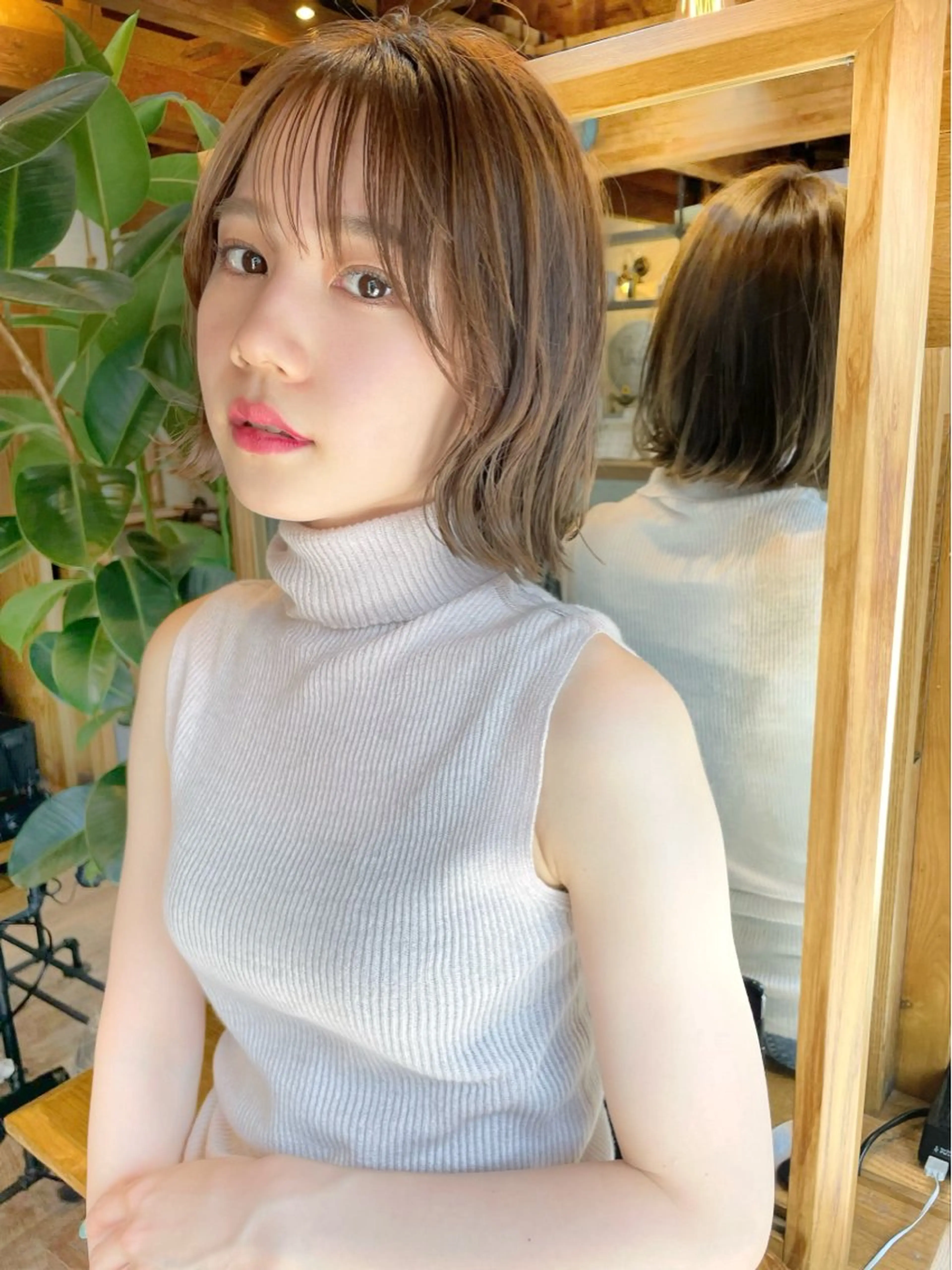 ショート ボブレイヤー ボブ くびれヘア 韓国風ヘア レイヤーカット カット 結べるレイヤーボブ くびれLady表参道のヘアスタイル