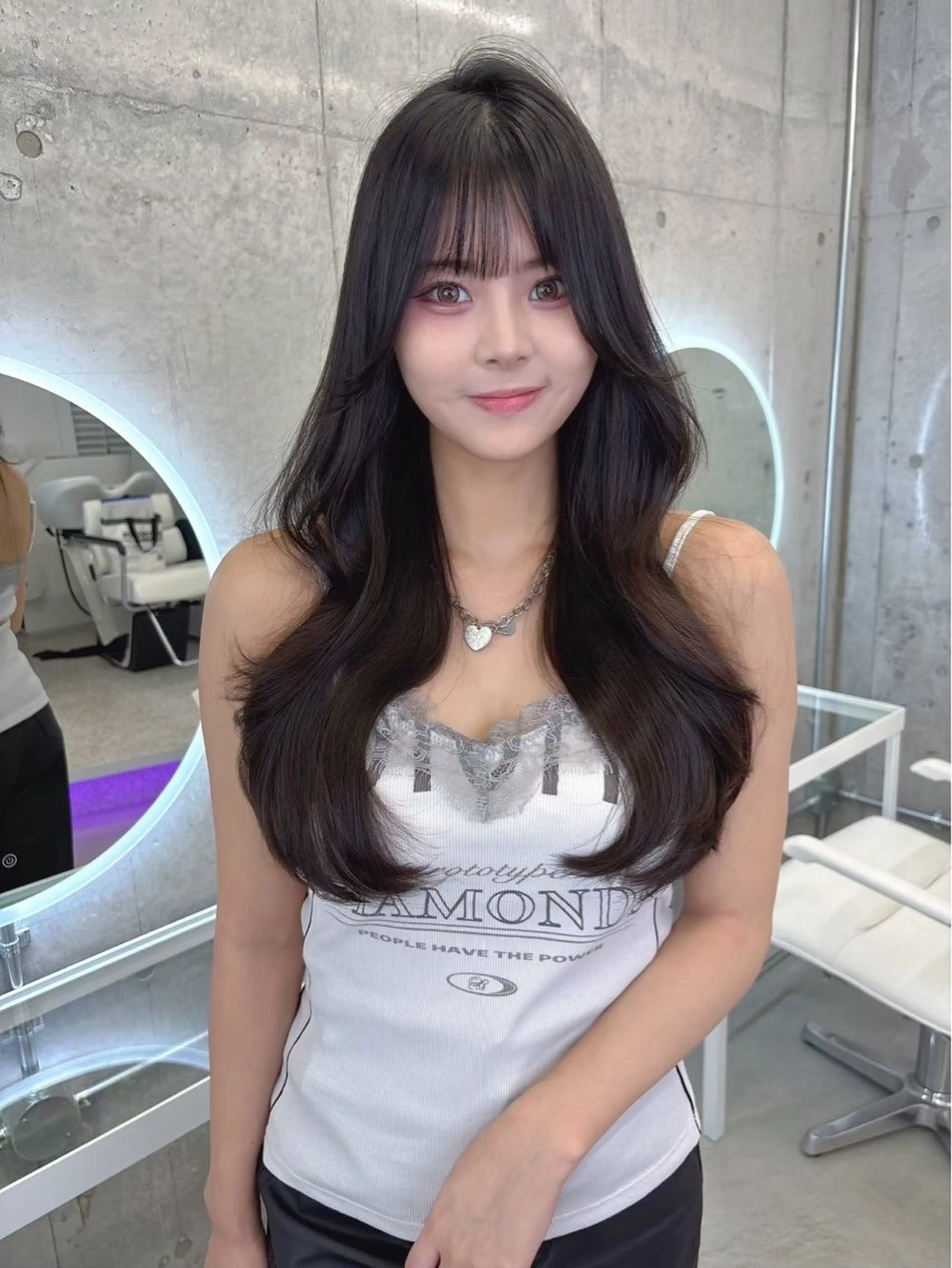 ロング カラー 黒髪 透明感カラー ナチュラルブラック ひなた/韓国ヘアー☆ *カラーモデル募集中のヘアスタイル