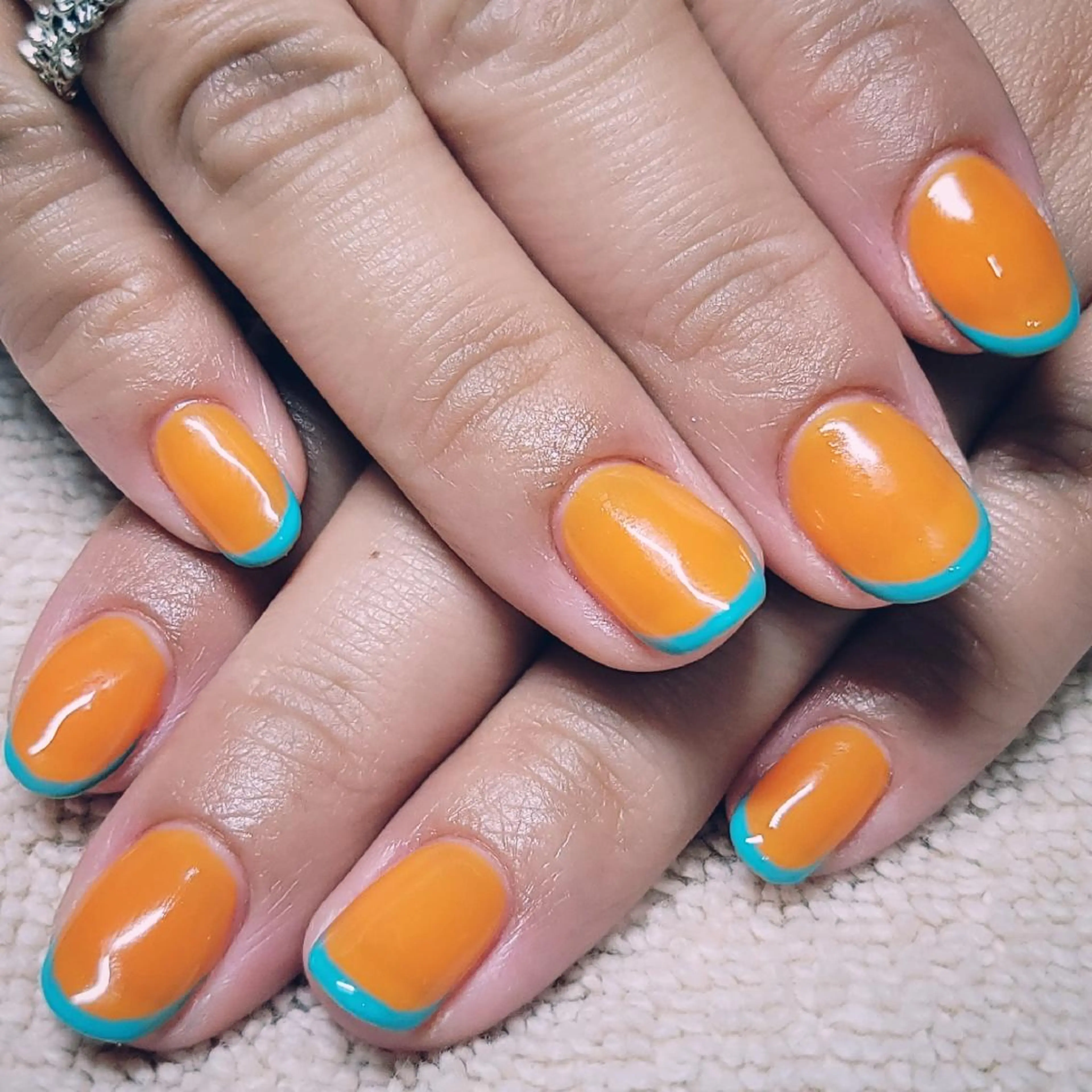 ネイル フレンチネイル ワンカラーネイル オレンジ ハンドネイル よしだ ひろきのネイルデザイン