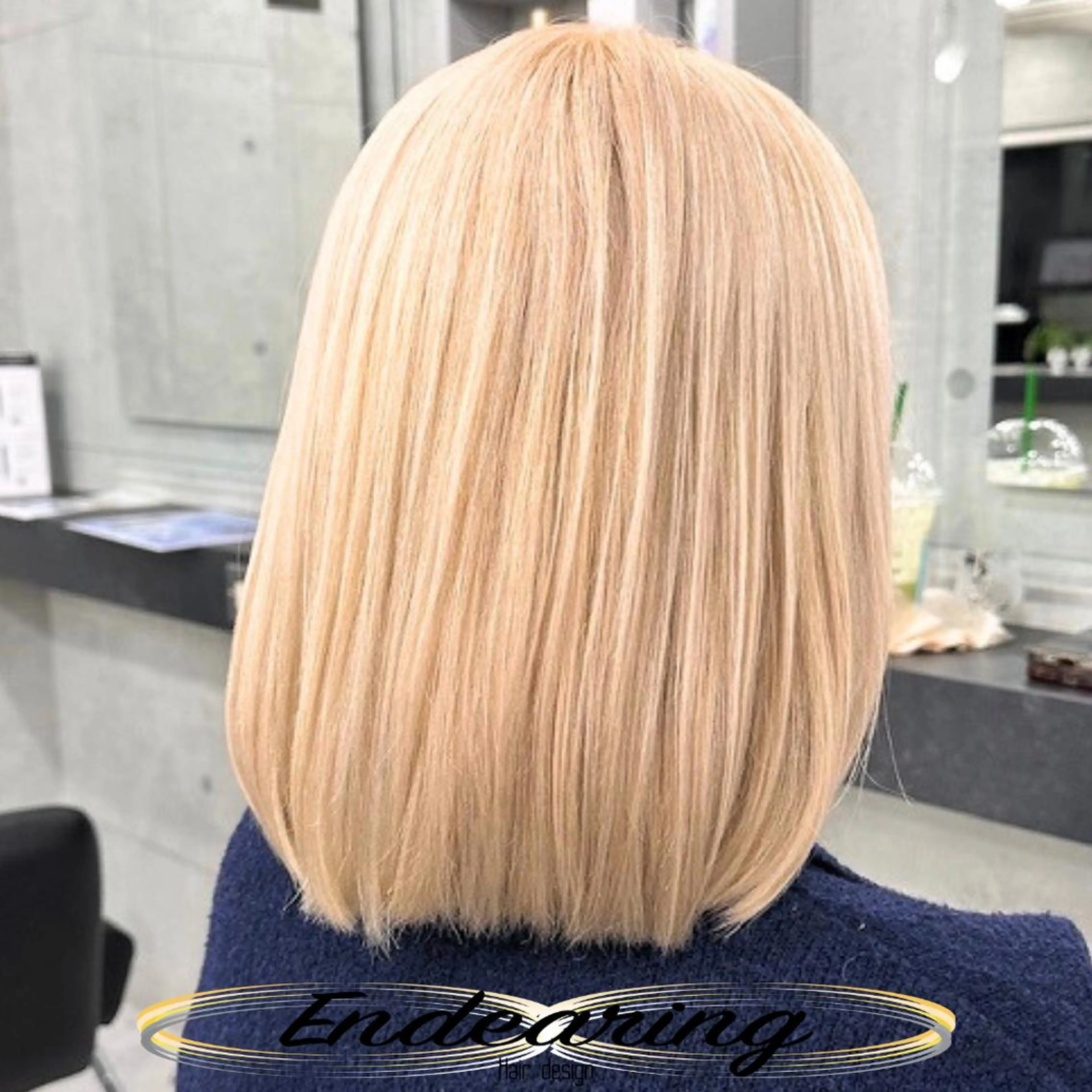 カラー ブリーチ シルバー ボブ ヘアカラー Endearing 銀座/レイヤーカットのヘアスタイル