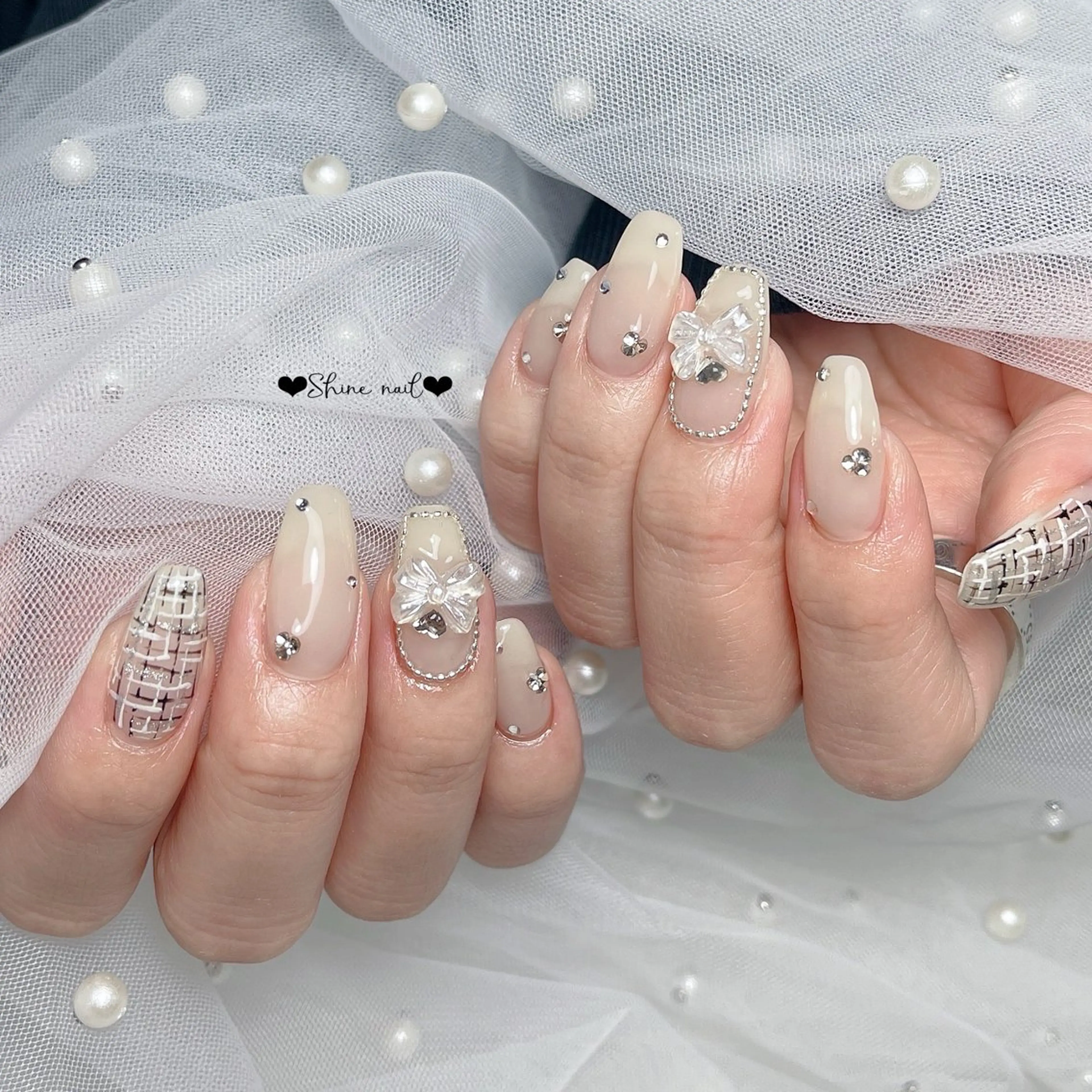 ネイル ハンドネイル 〜Shine Nail〜【サイナネイル】パラジェル／ 長さだし／持ち込み／ワンホン／フィルイン所属・shine 🎀 長さだし&デザインのネイルデザイン