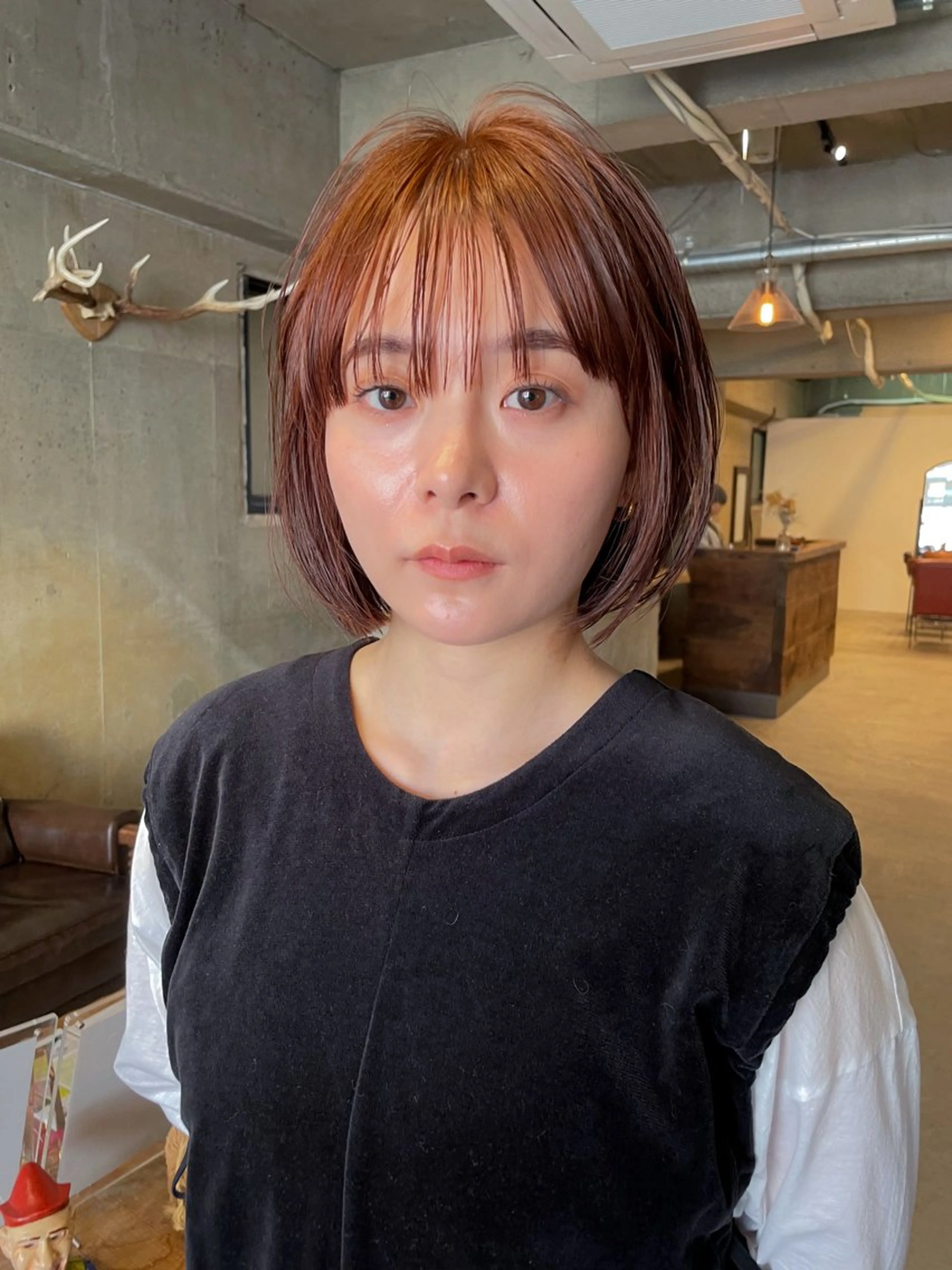 ショート カラー パーマ/レイヤー 岩山丈一郎のヘアスタイル