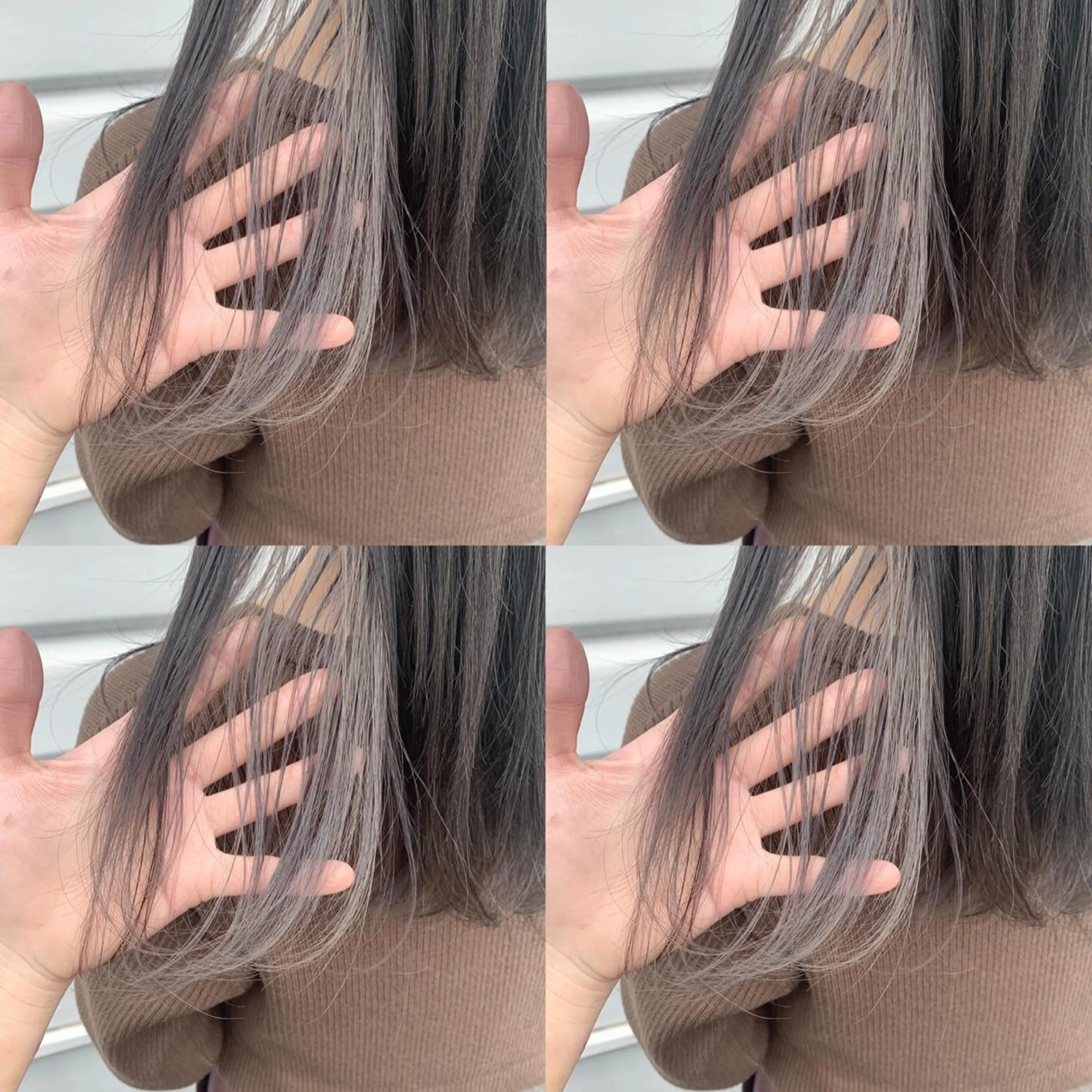 セミロング カラー グレージュ シルバー ヘアカラー 袴田 伊代のヘアスタイル