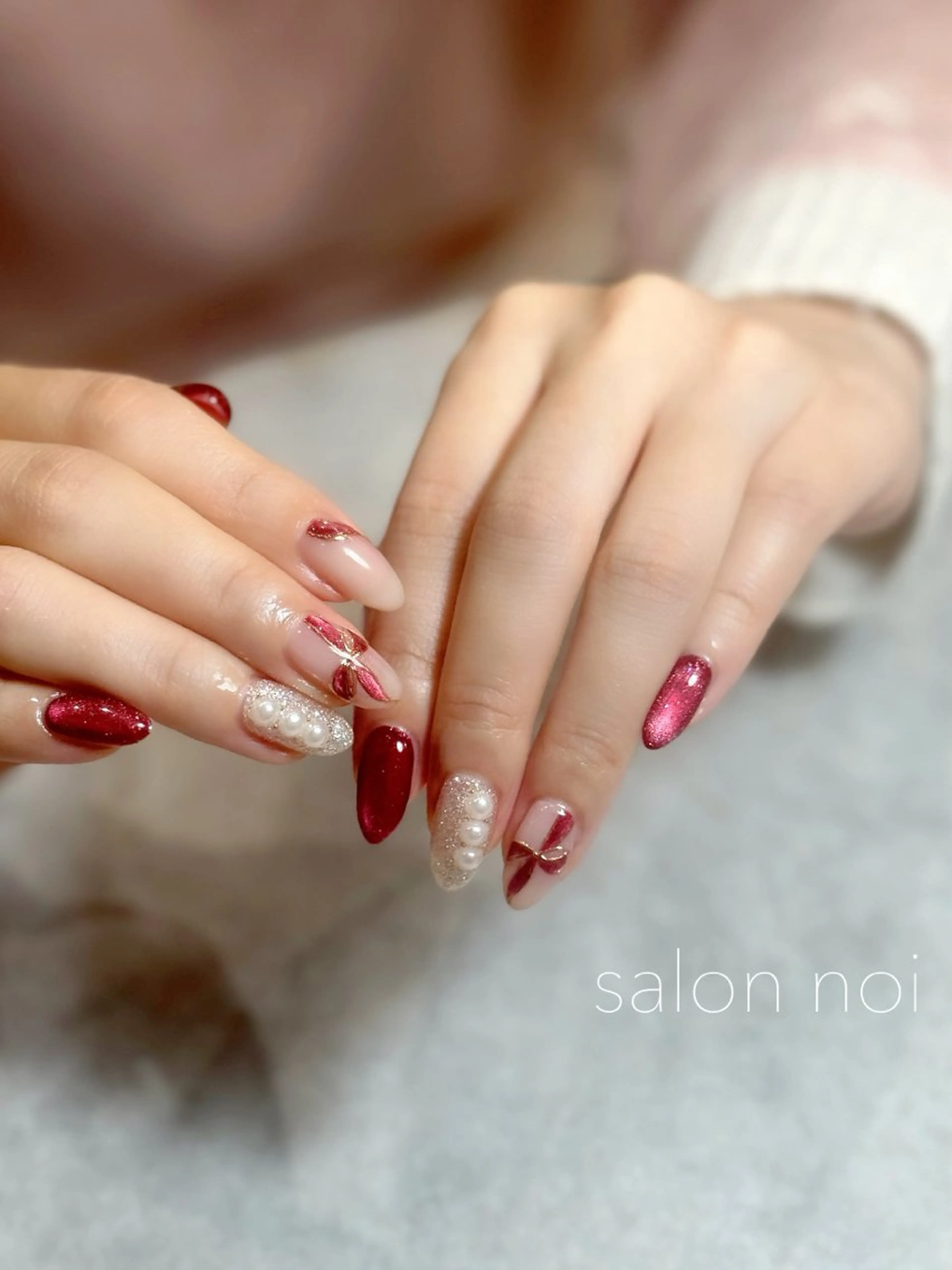 ネイル リボン ハンドネイル salon noi所属・salon noiのネイルデザイン