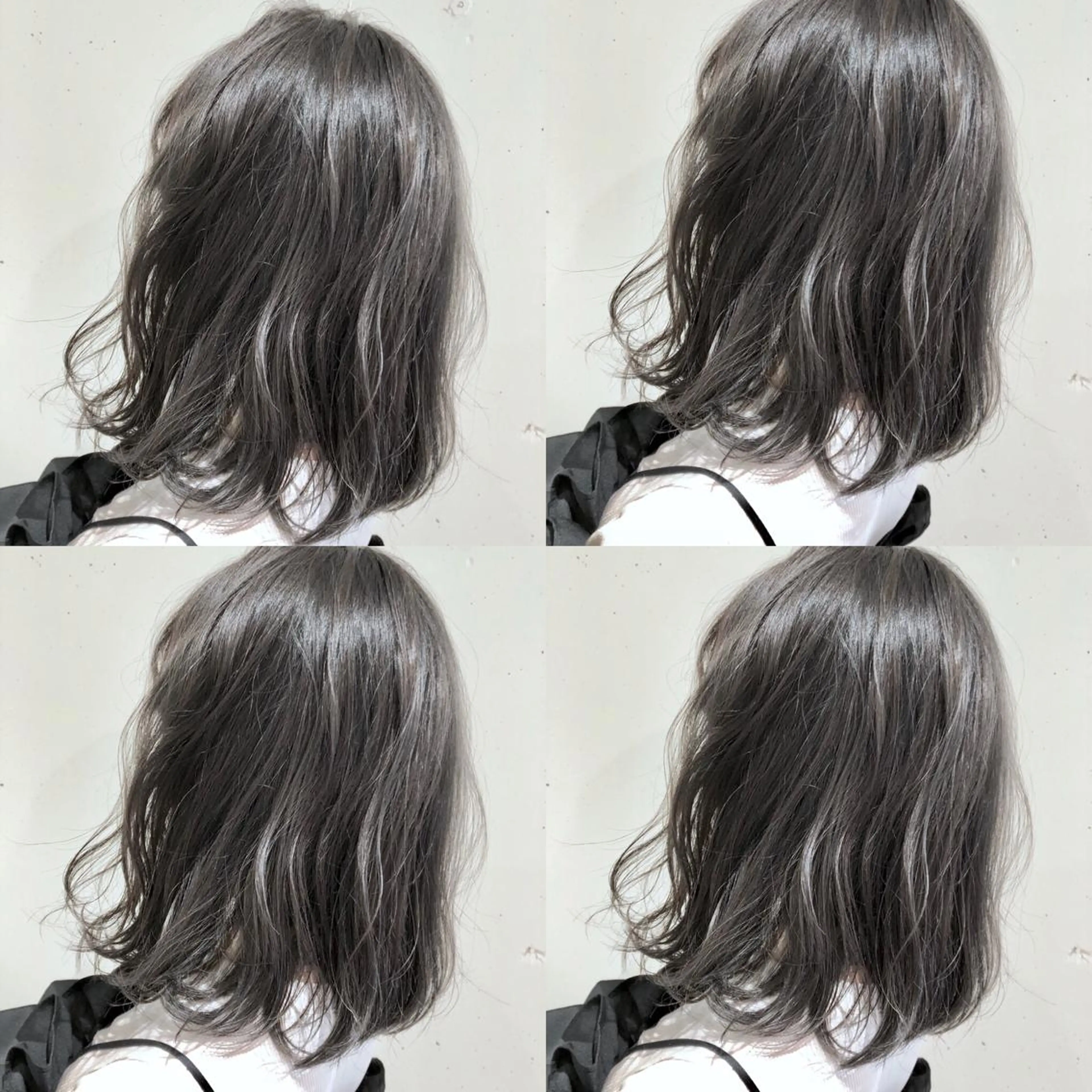 ミディアム カラー パーマ ヘアアレンジ ミディアムパーマ バレイヤージュ 黒髪 ブルーカラー ブルージュ 【ツヤ髪美容師】 ツダケイスケのヘアスタイル