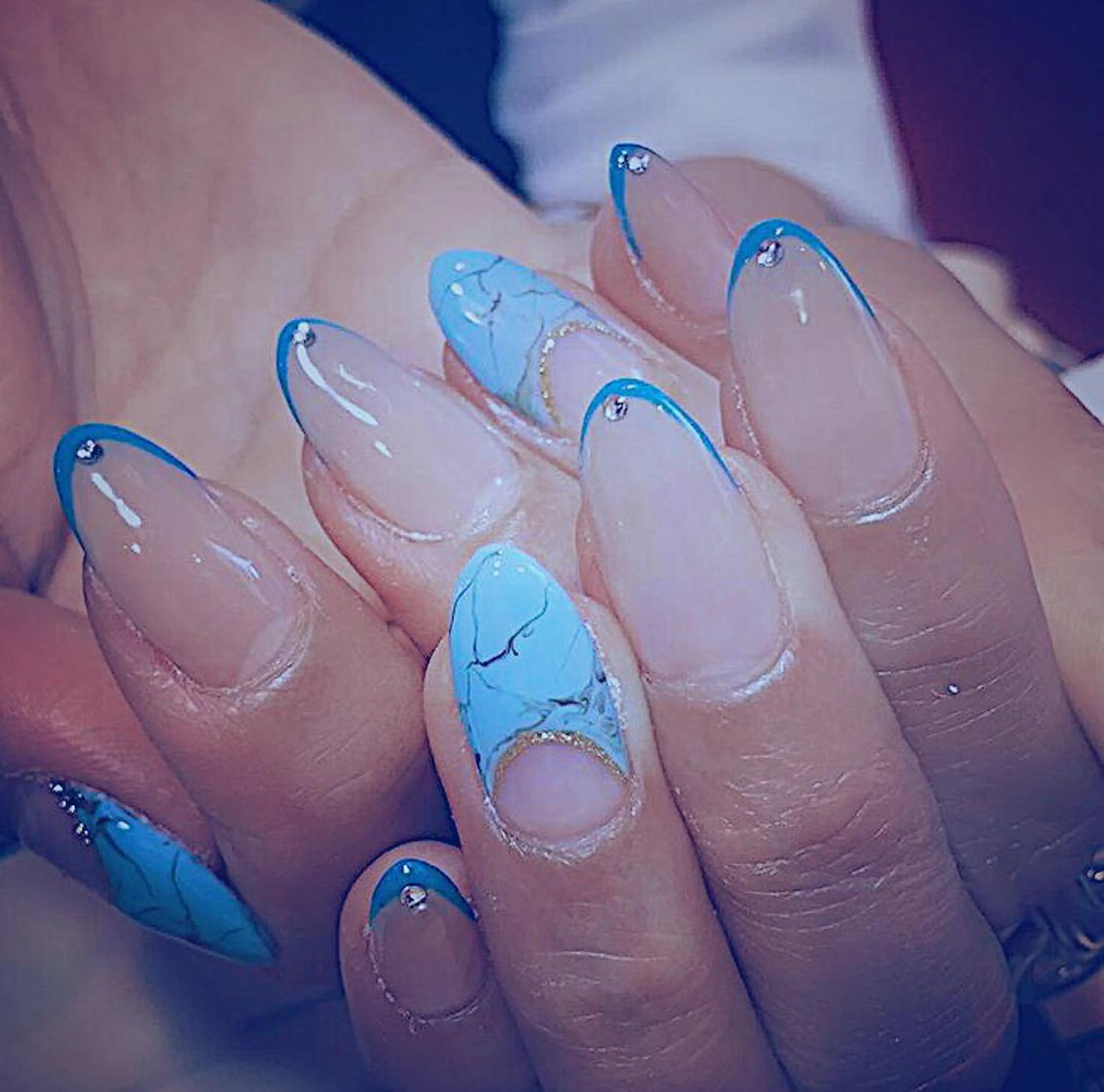 ショート ネイル フレンチネイル 持ち込み nail&eye Aoのマツエク・マツパデザイン