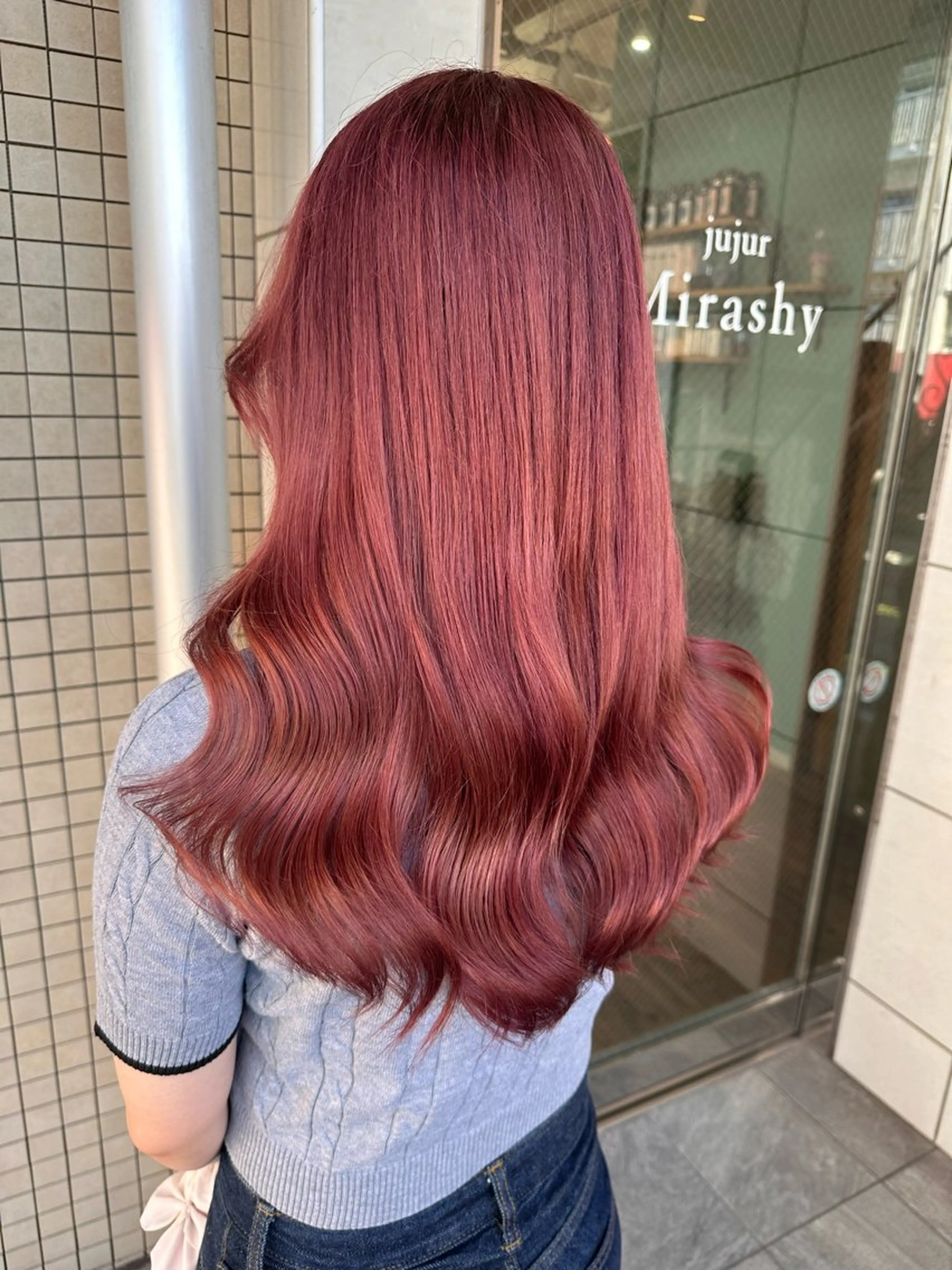 ロング カラー ブリーチ ブリーチなしカラー ピンクカラー ヘアカラー トリートメント 🧸プルエクステ❤︎ ネイルKAO🧸のヘアスタイル