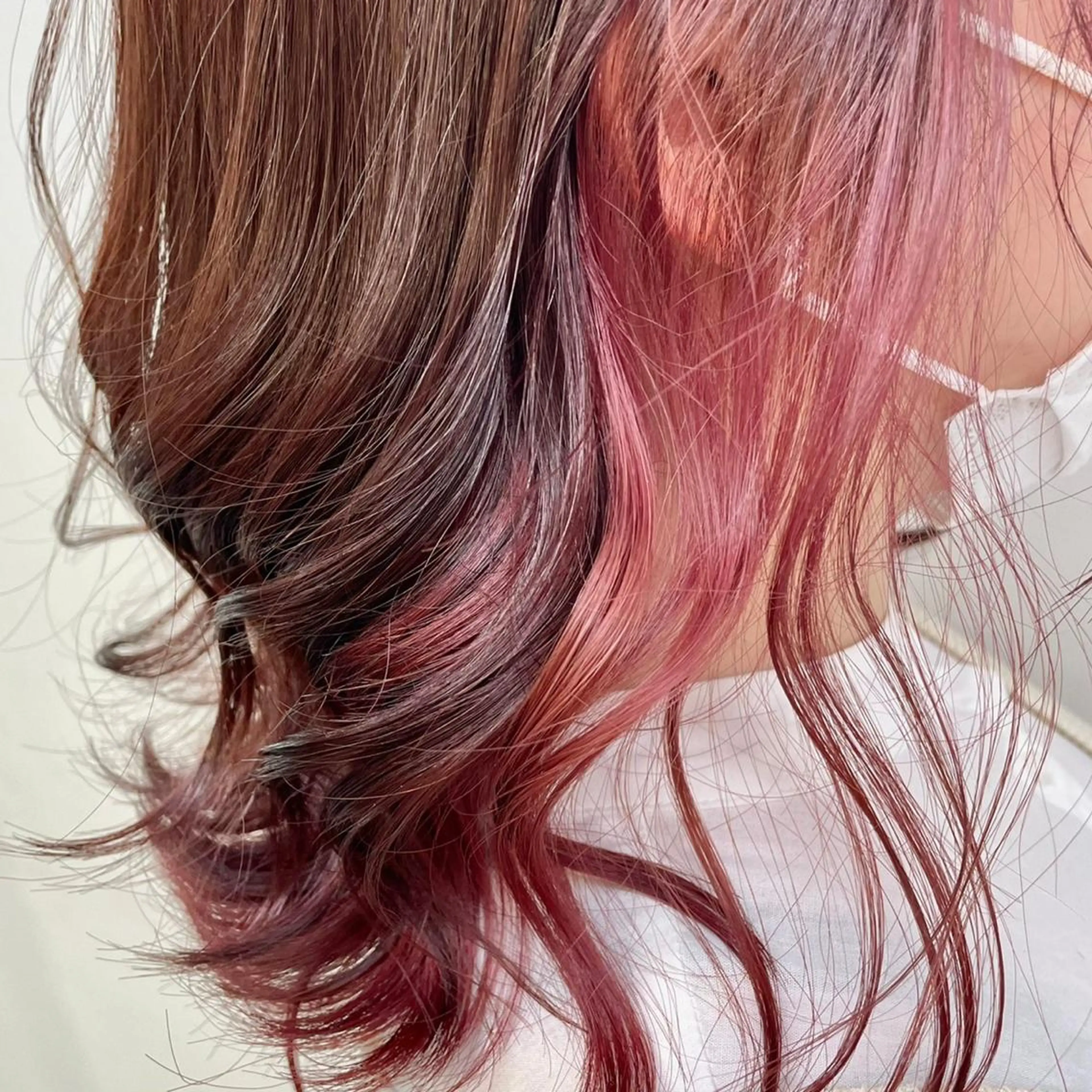 セミロング カラー ヘアアレンジ 💕上野美容師☁ ブリーチ💖サワのヘアスタイル