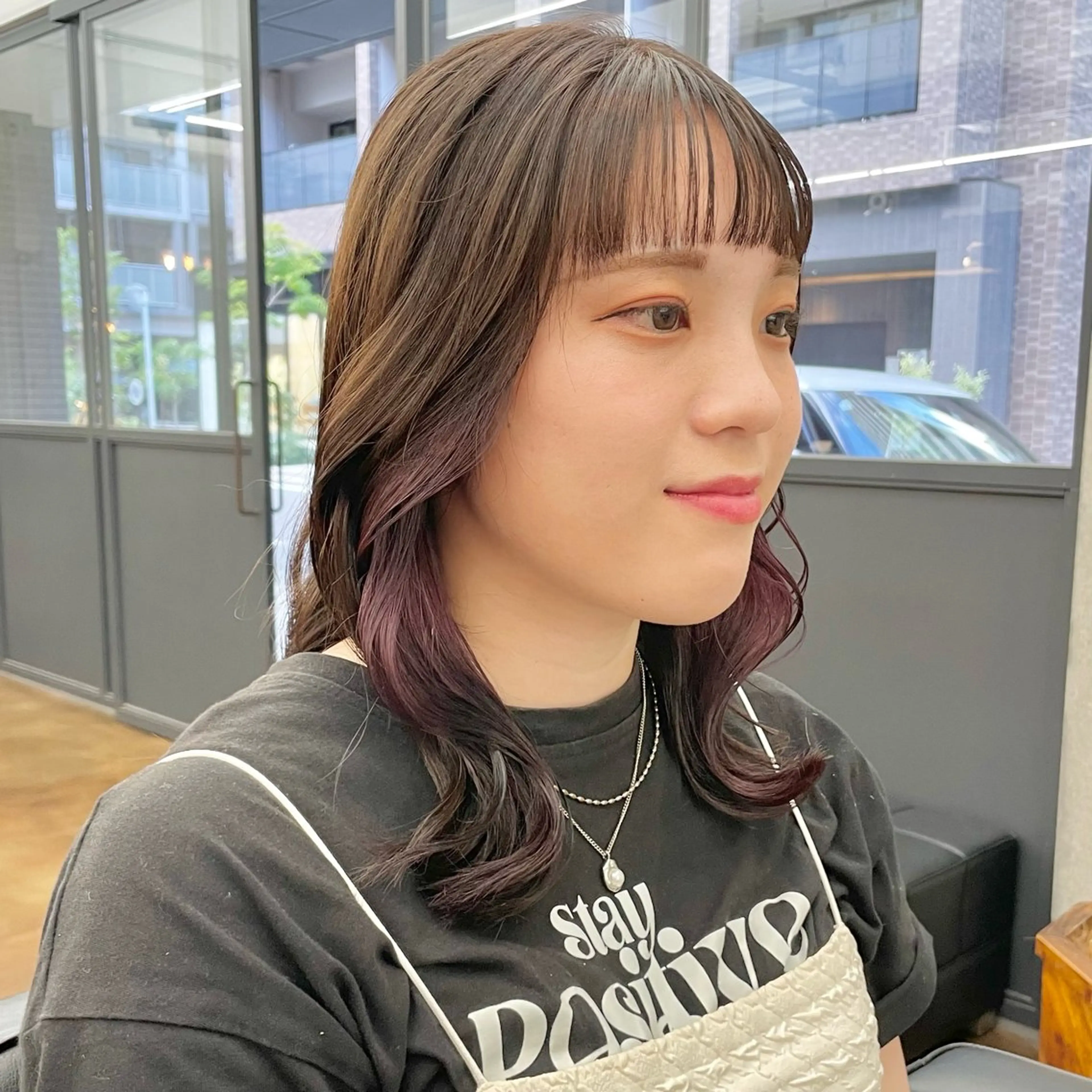 セミロング カラー イヤリングカラー ピンクカラー カット ヘアカラー トリートメント ✂︎ウルフ・ショート ✂︎MIKUNIのヘアスタイル