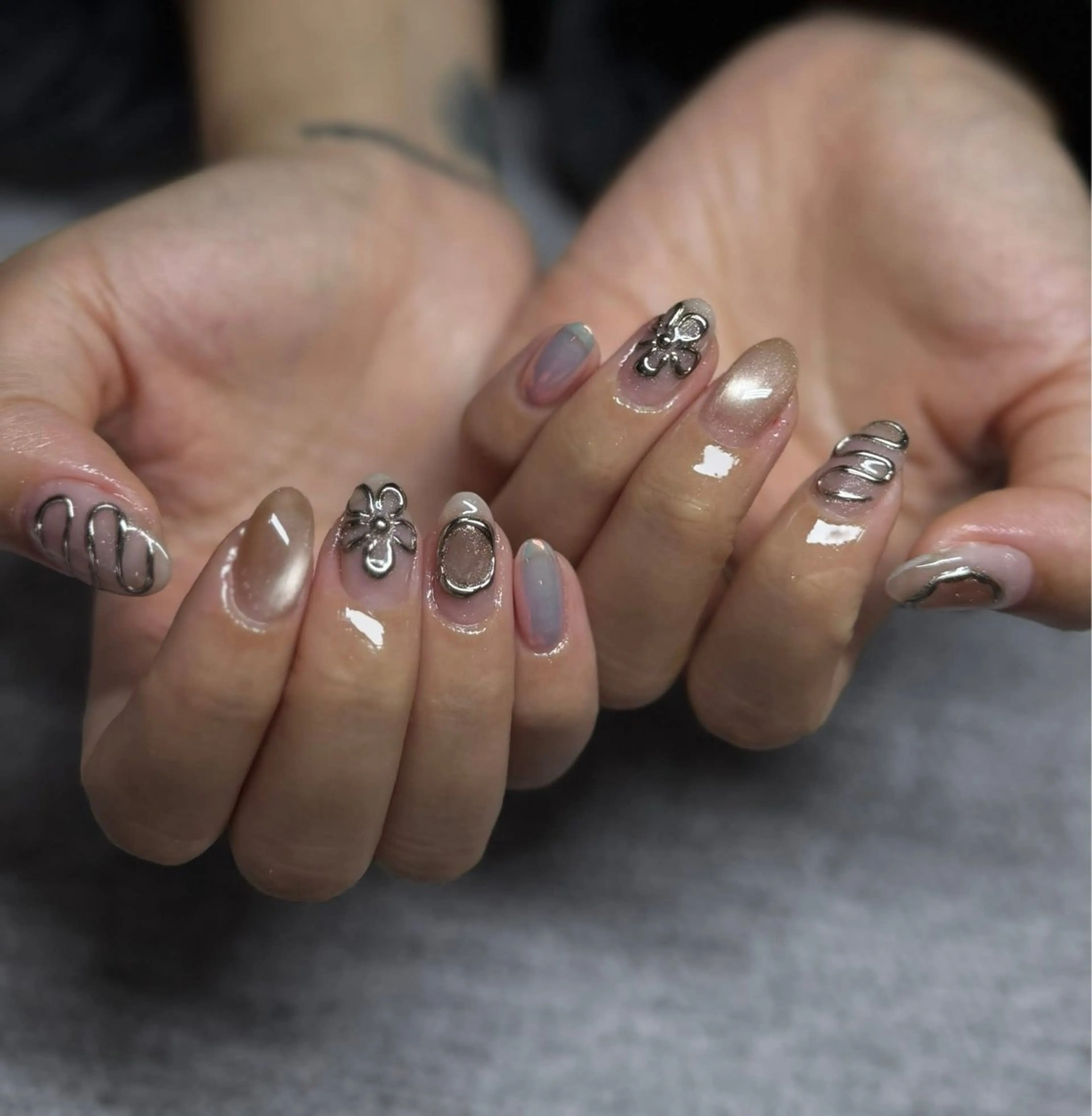 ネイル チークネイル 桜ネイル 長さ出し フットネイル ジェルネイル YURI NAILのネイルデザイン