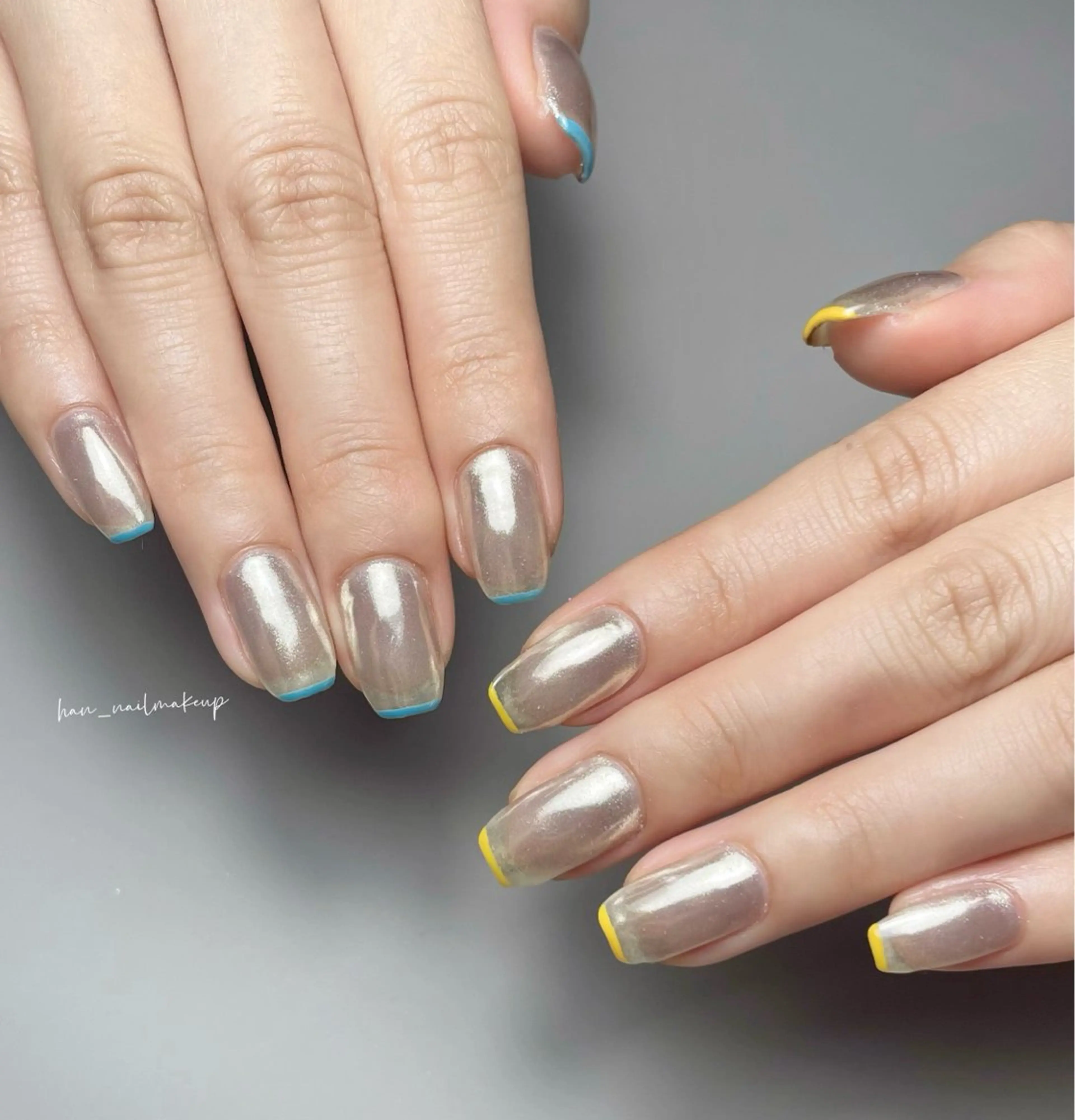 ネイル フレンチネイル ミラーネイル ハンドネイル Han Nail 【y&m】のネイルデザイン