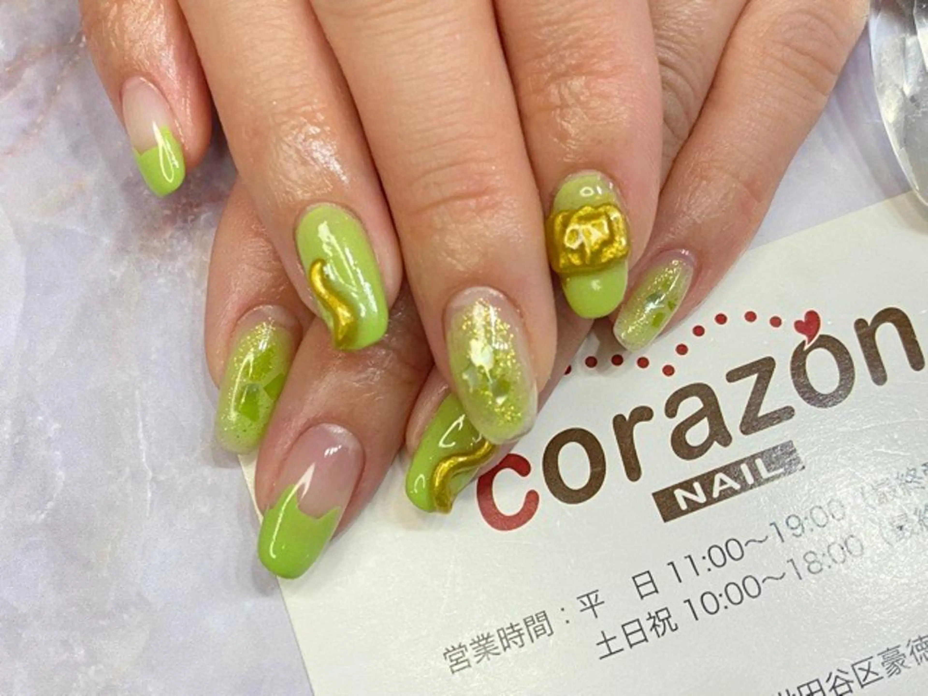 ネイル アートネイル ジェルネイル ピスタチオネイル corazon所属・ネイリスト aicoのネイルデザイン