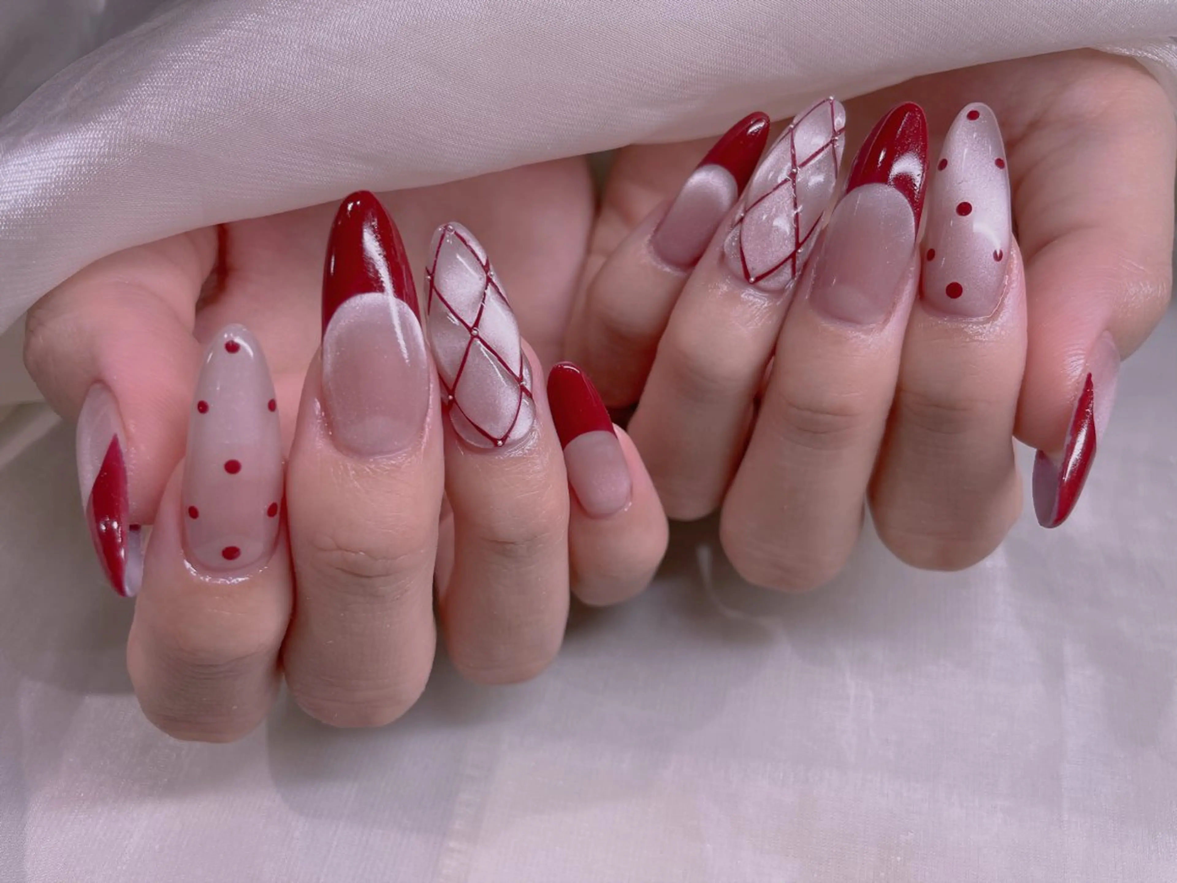 ネイル チークネイル フレンチネイル ハート 韓国ネイル レース 美爪パラジェル導入店 Sunnilyのネイルデザイン