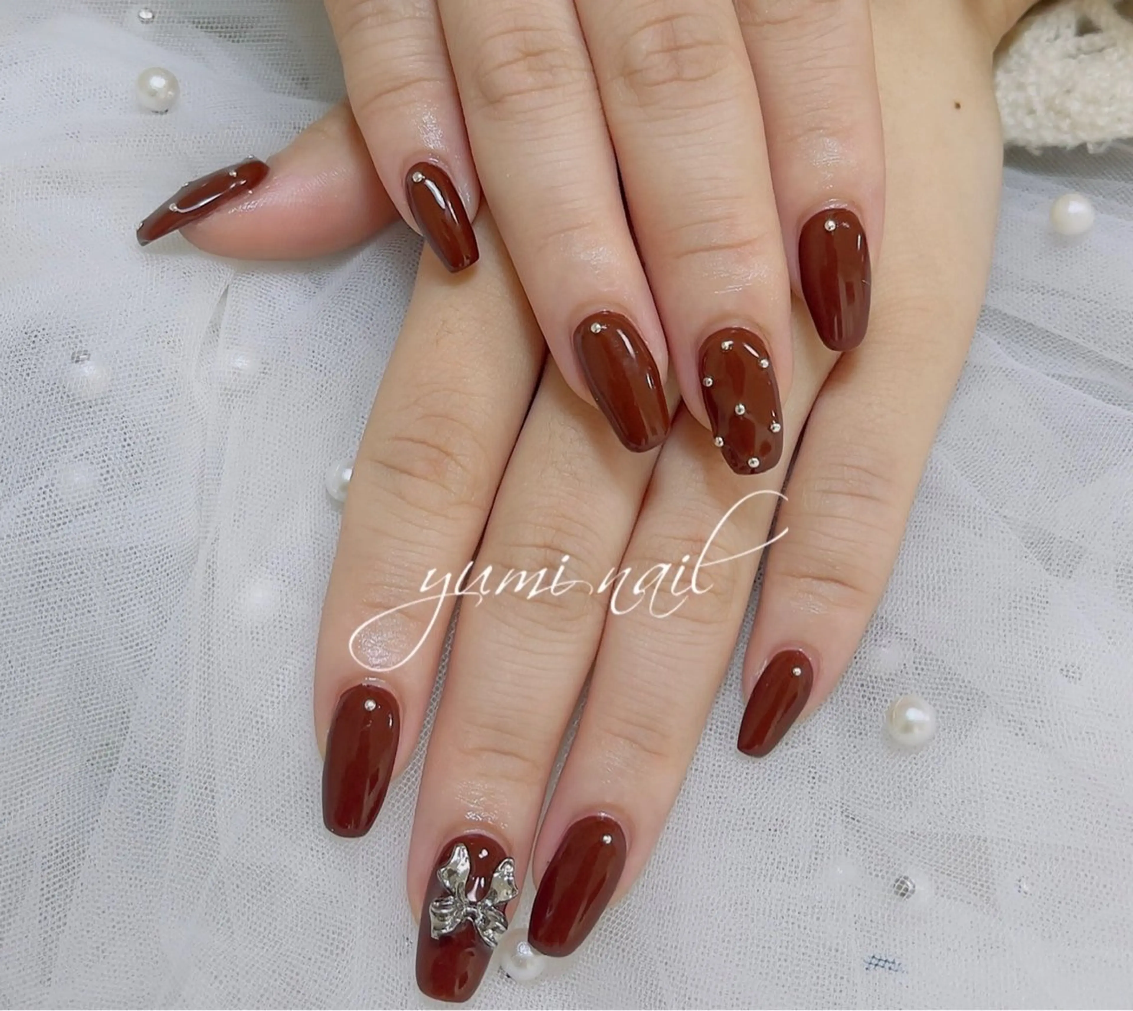 ネイル ハンドネイル 𝐲𝐮𝐦𝐢🎀 長さ出しデザイン専門のネイルデザイン