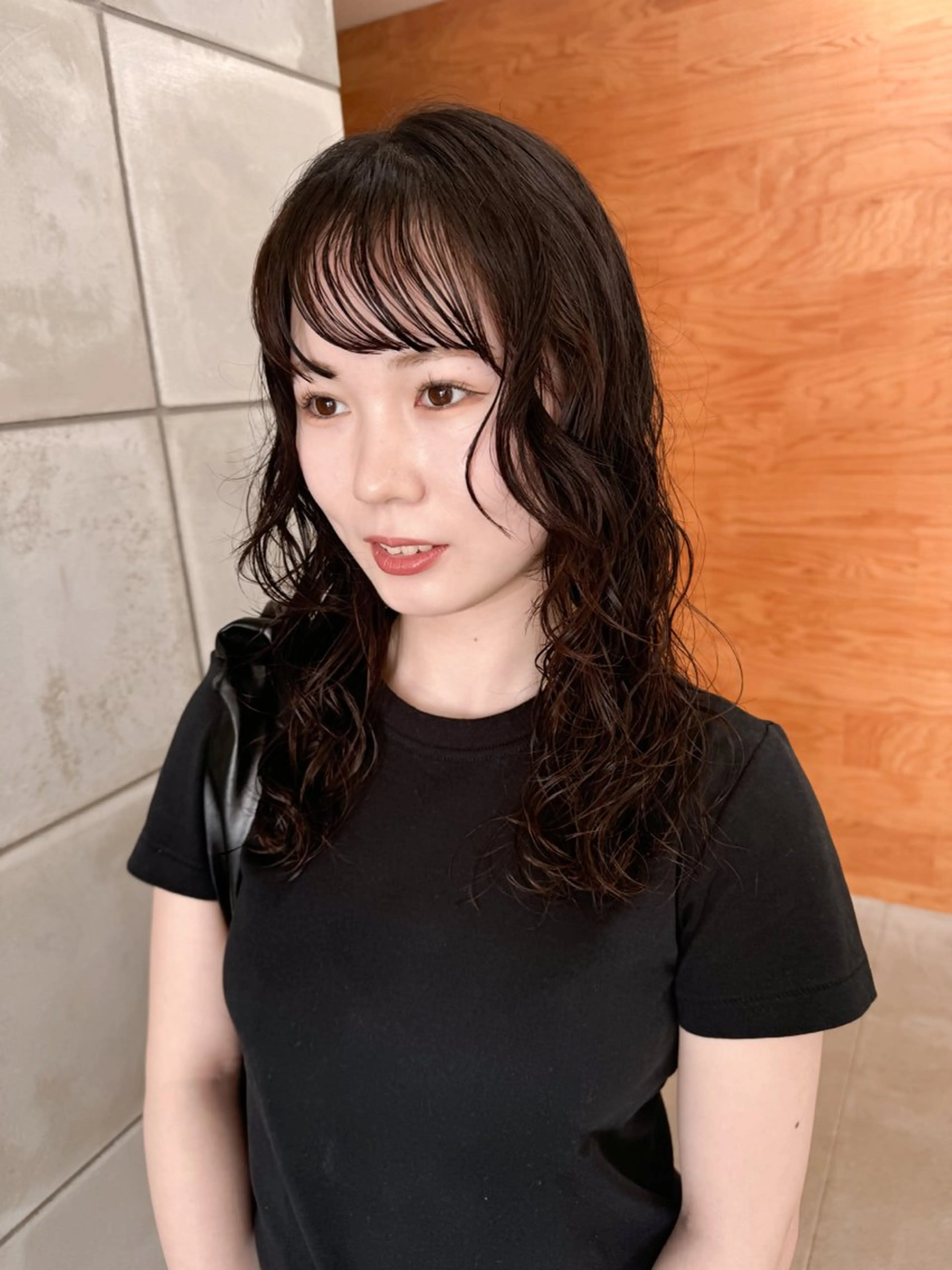 セミロング パーマ セミロングパーマ 顔周りカット レイヤーカット パーマ eikoのヘアスタイル